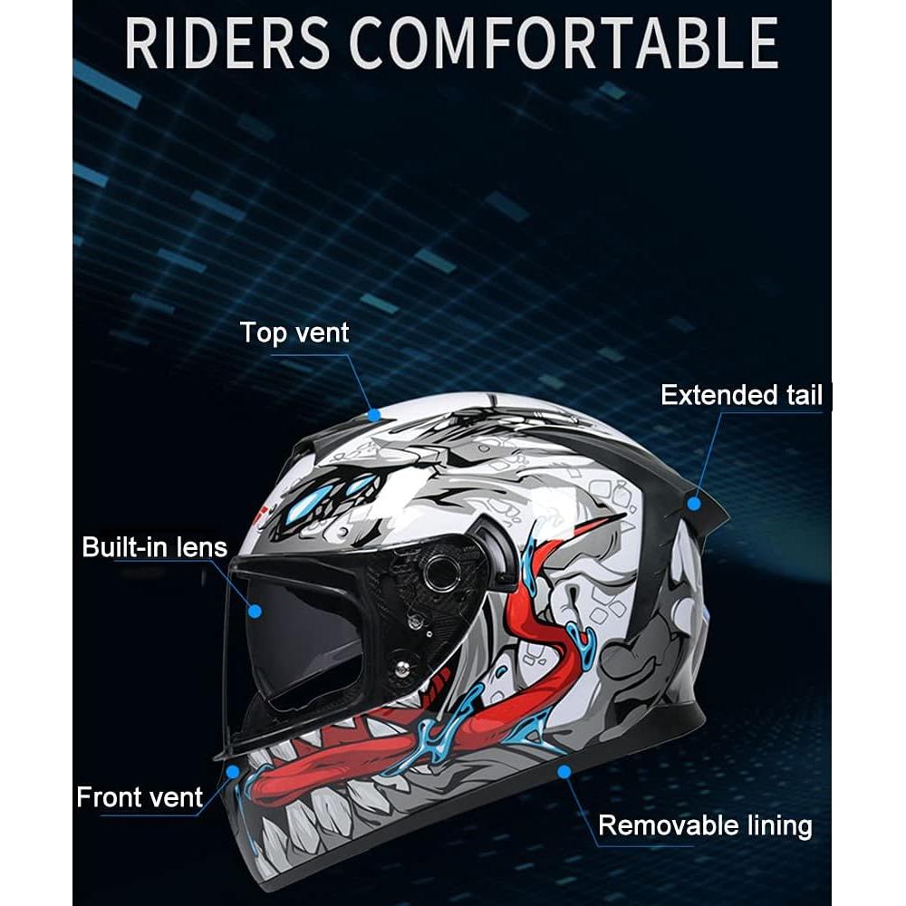 Casco de Motocicleta DOT X-Grande Espejo Doble Deporte