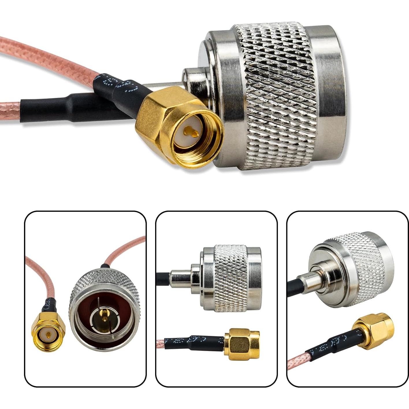 Cable coaxial RG316 30cm macho SMA a macho N 50 Ohm URCIANOW