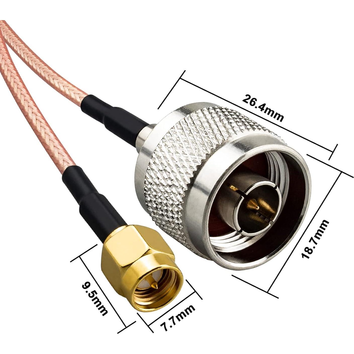 Cable coaxial RG316 30cm macho SMA a macho N 50 Ohm URCIANOW