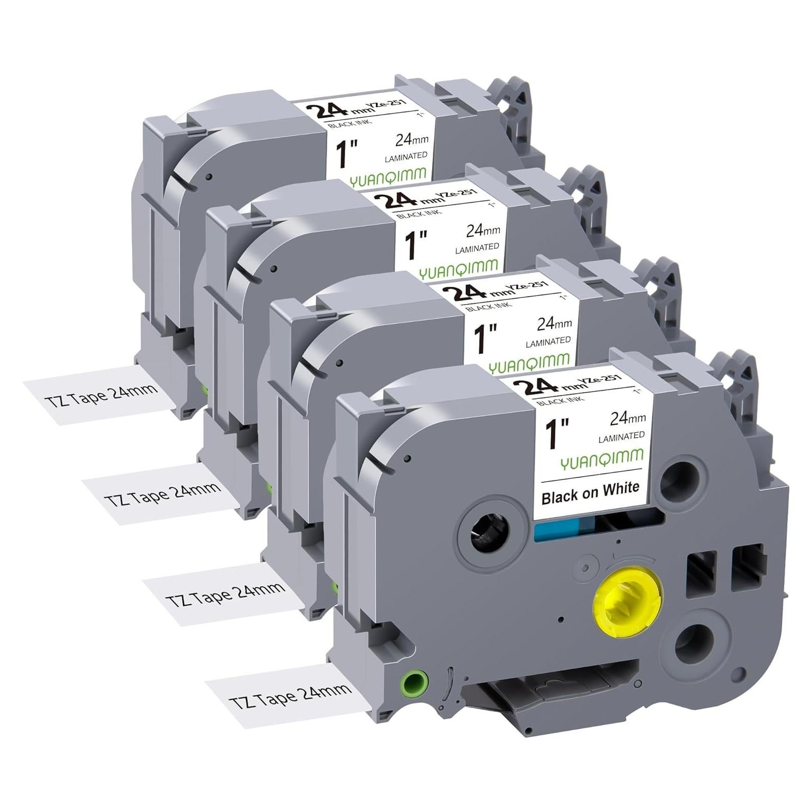 Cinta de Etiquetadora YUANQIMM 24mm Blanca 4 Paquetes Compatible Brother