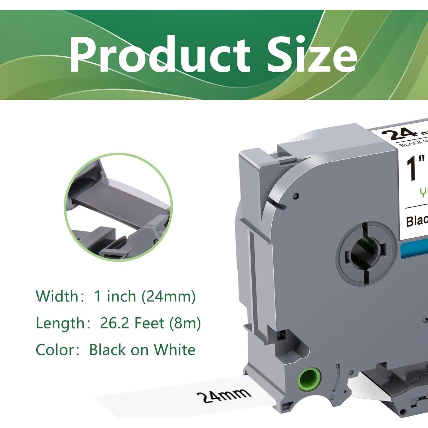 Cinta de Etiquetadora YUANQIMM 24mm Blanca 4 Paquetes Compatible Brother