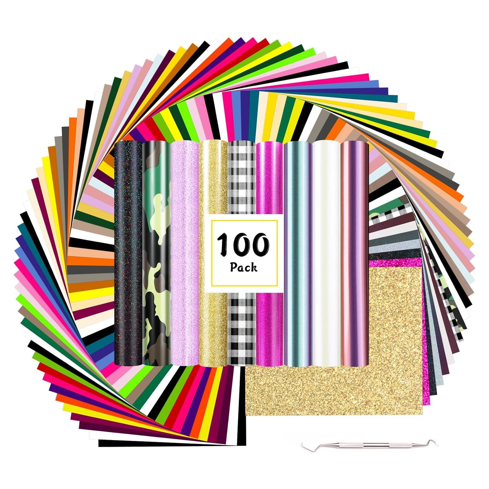 Vinilo de Transferencia de Calor HTVRONT 100 Colores 30.48x25.4cm