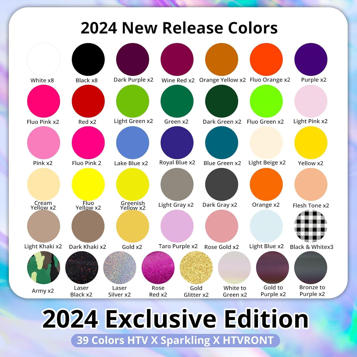 Vinilo de Transferencia de Calor HTVRONT 100 Colores 30.48x25.4cm