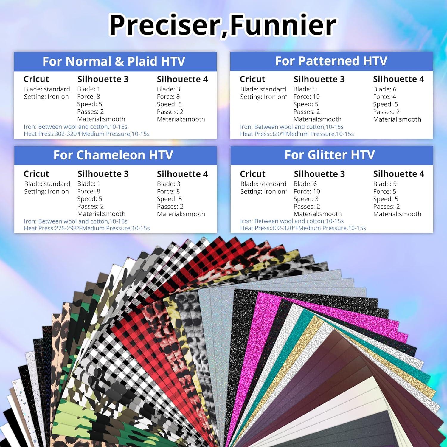 Vinilo de Transferencia de Calor HTVRONT 100 Colores 30.48x25.4cm