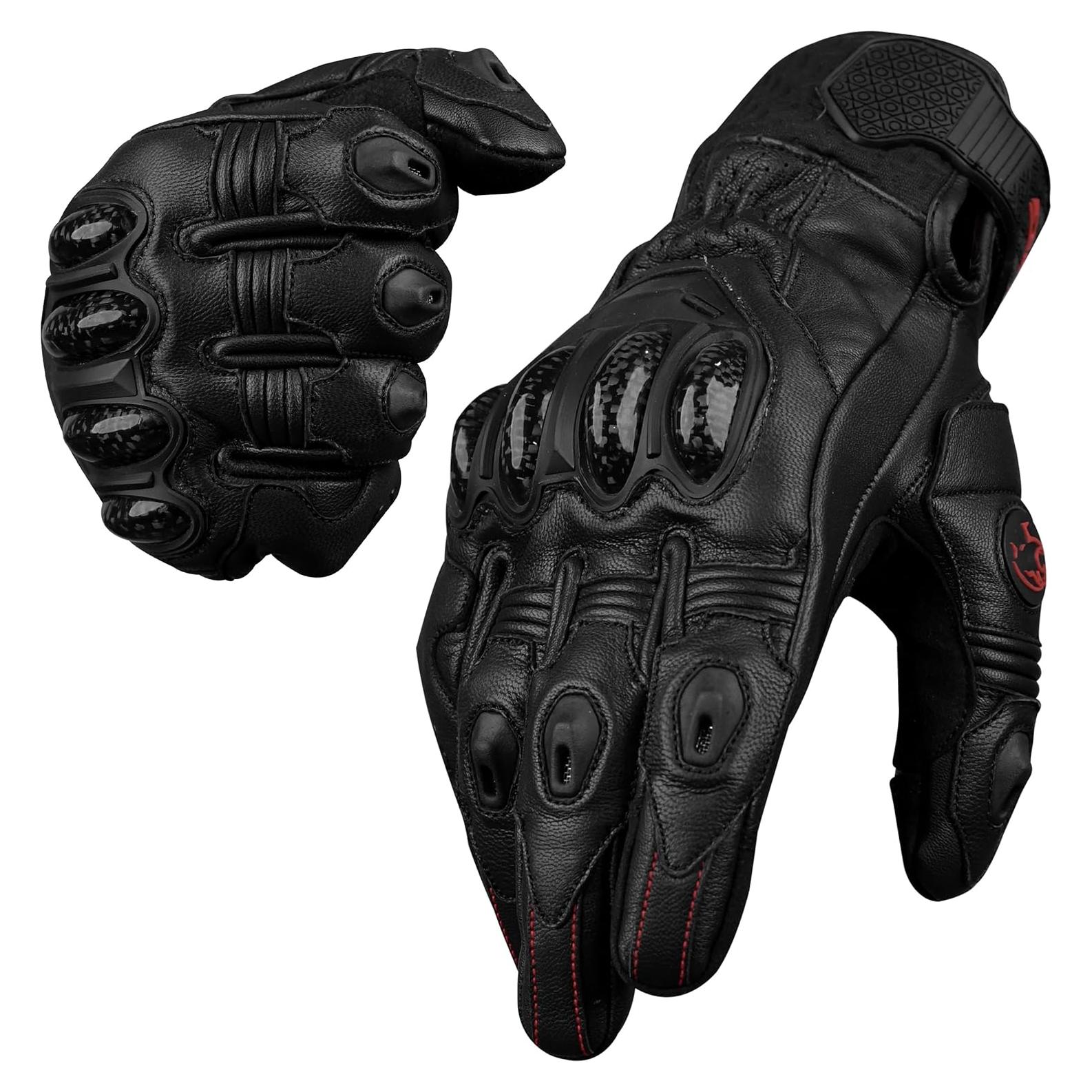 Guantes de Moto J.A.G. Cuero Negro 3XL Táctiles y Protectores