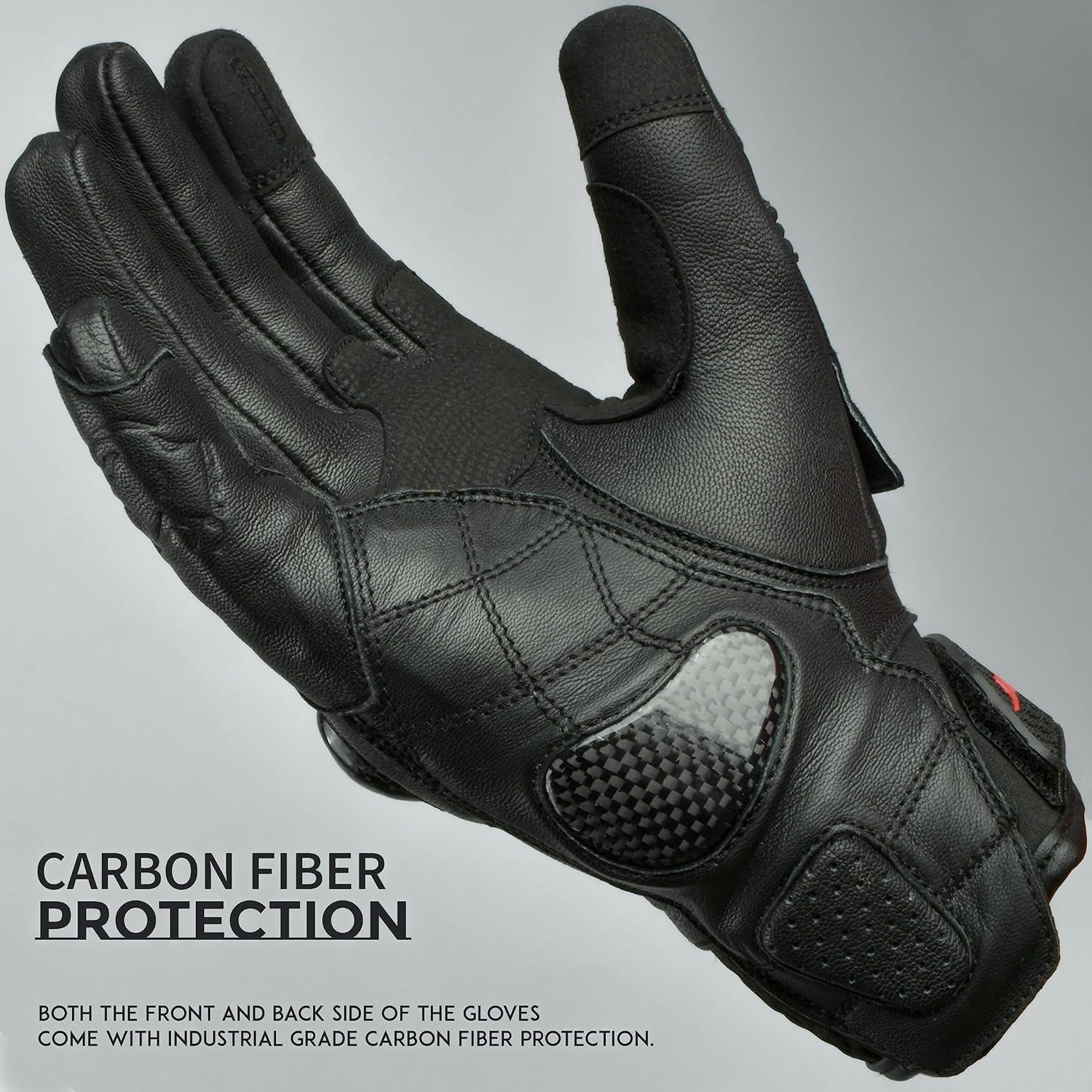 Guantes de Moto J.A.G. Cuero Negro 3XL Táctiles y Protectores