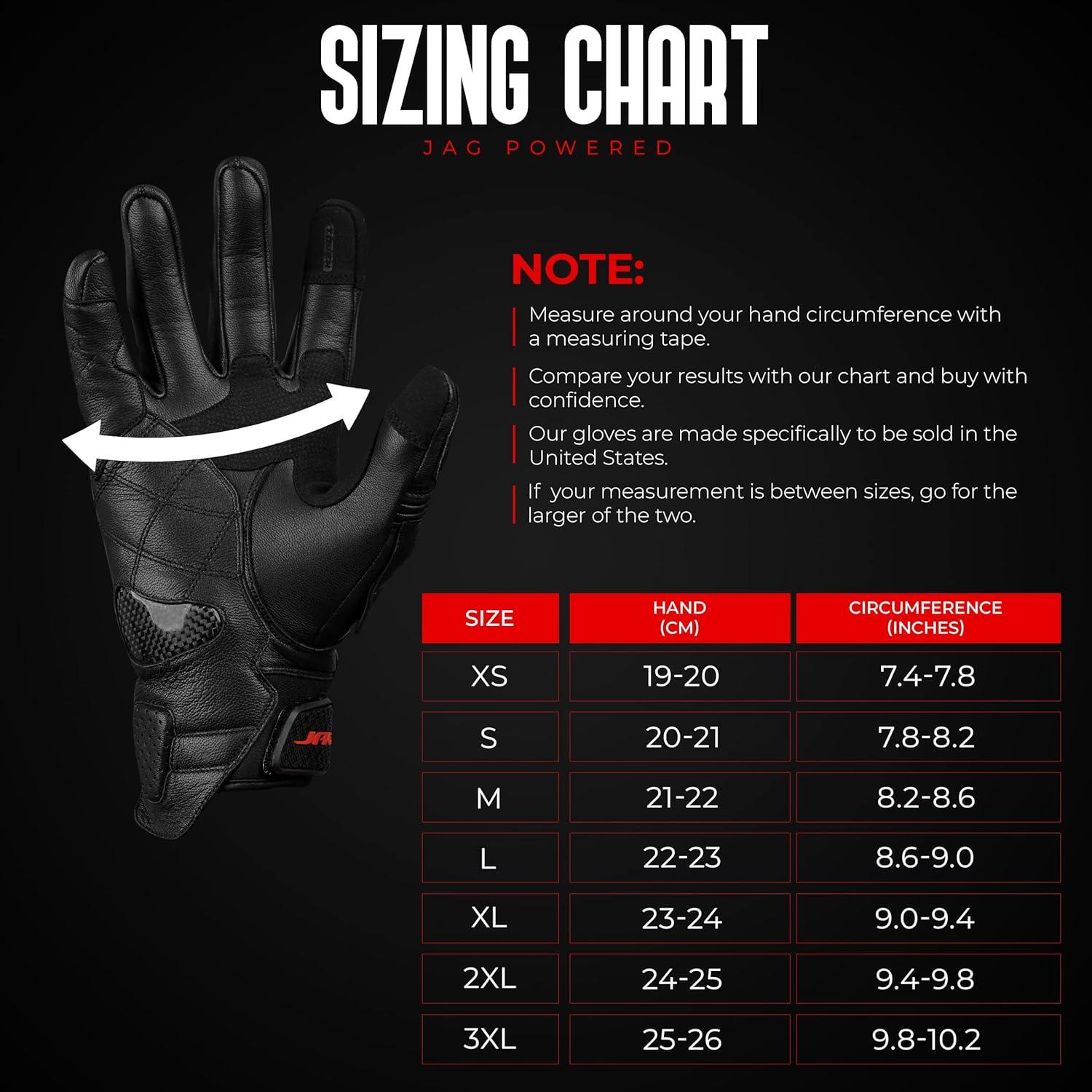 Guantes de Moto J.A.G. Cuero Negro 3XL Táctiles y Protectores
