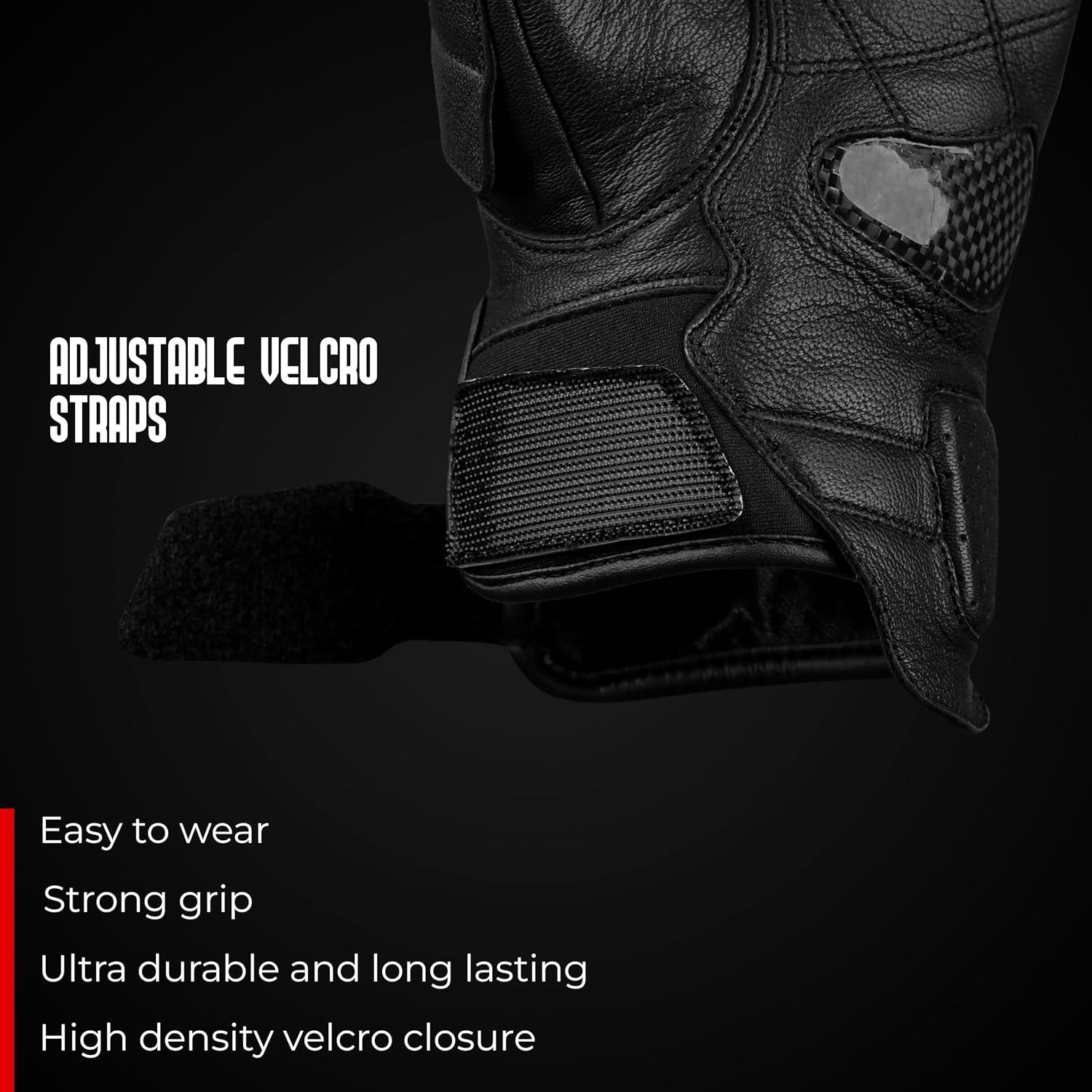 Guantes de Moto J.A.G. Cuero Negro 3XL Táctiles y Protectores