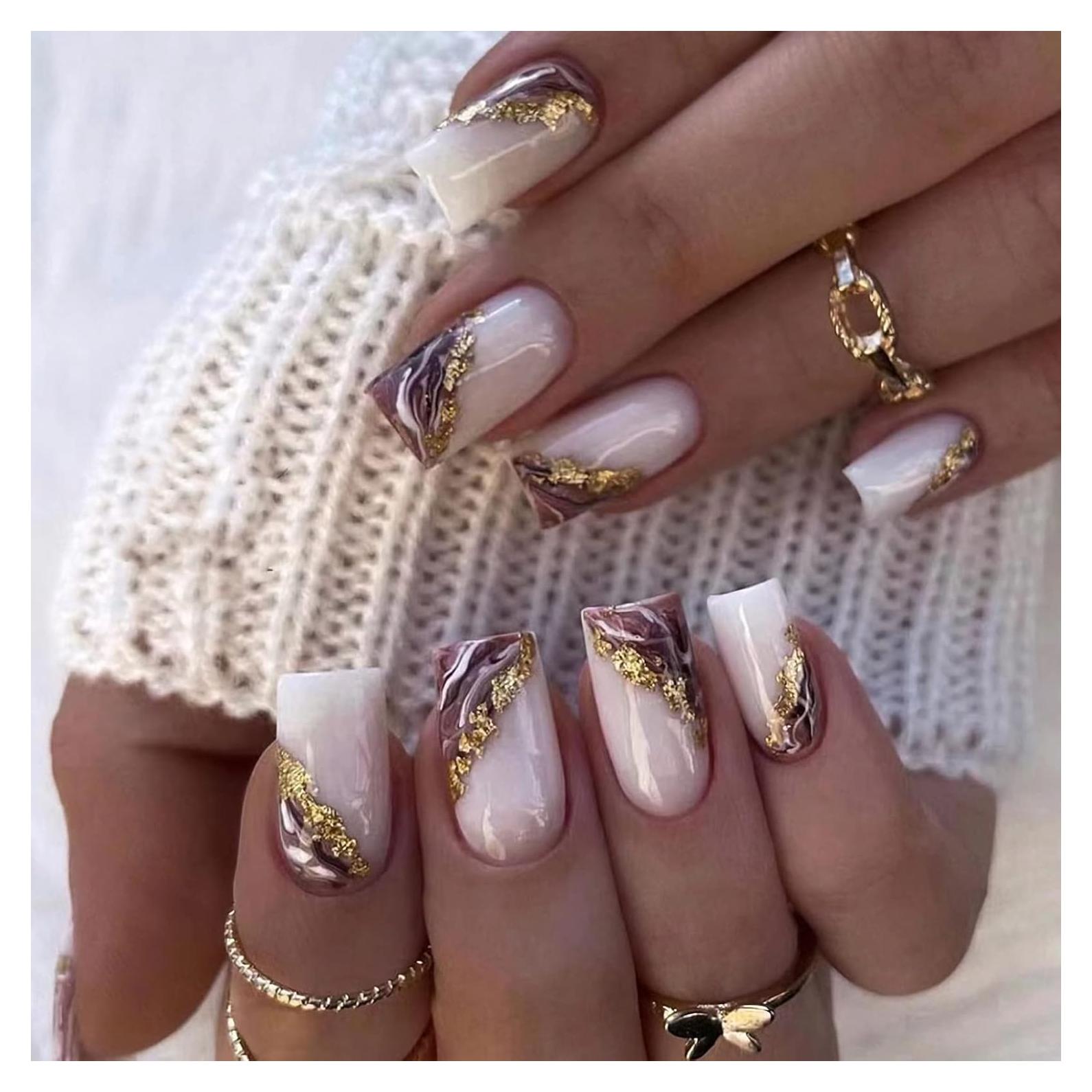 Uñas Postizas Acrílicas MERVF Morado Brillante 24pcs