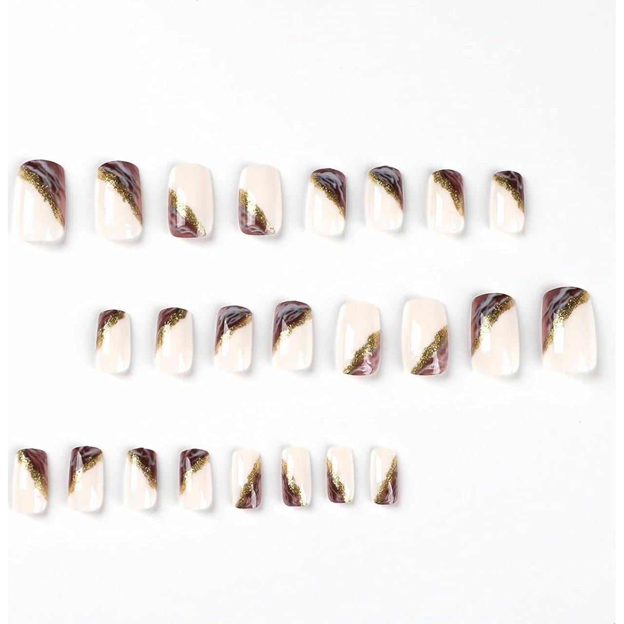 Uñas Postizas Acrílicas MERVF Morado Brillante 24pcs