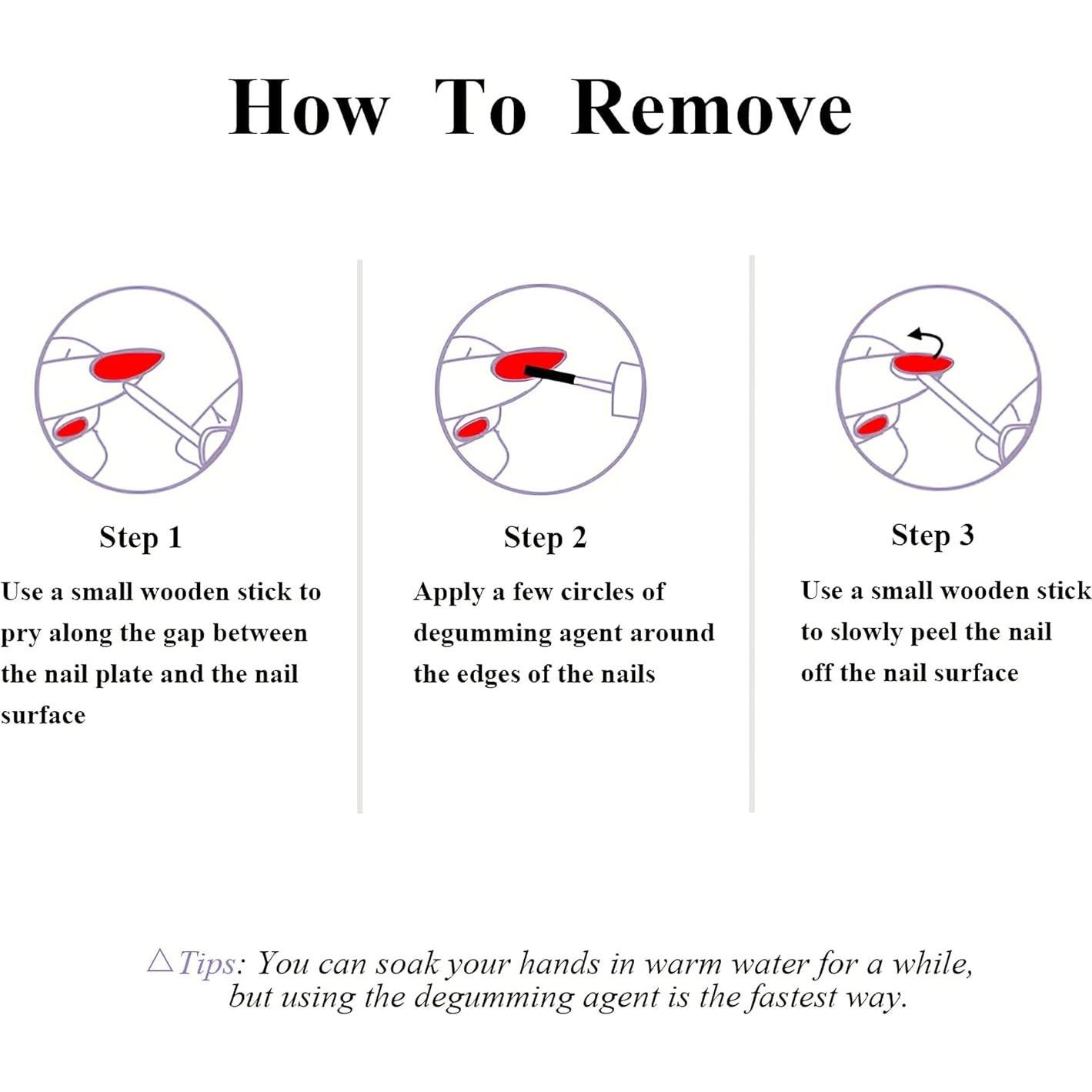 Uñas Postizas Acrílicas MERVF Morado Brillante 24pcs