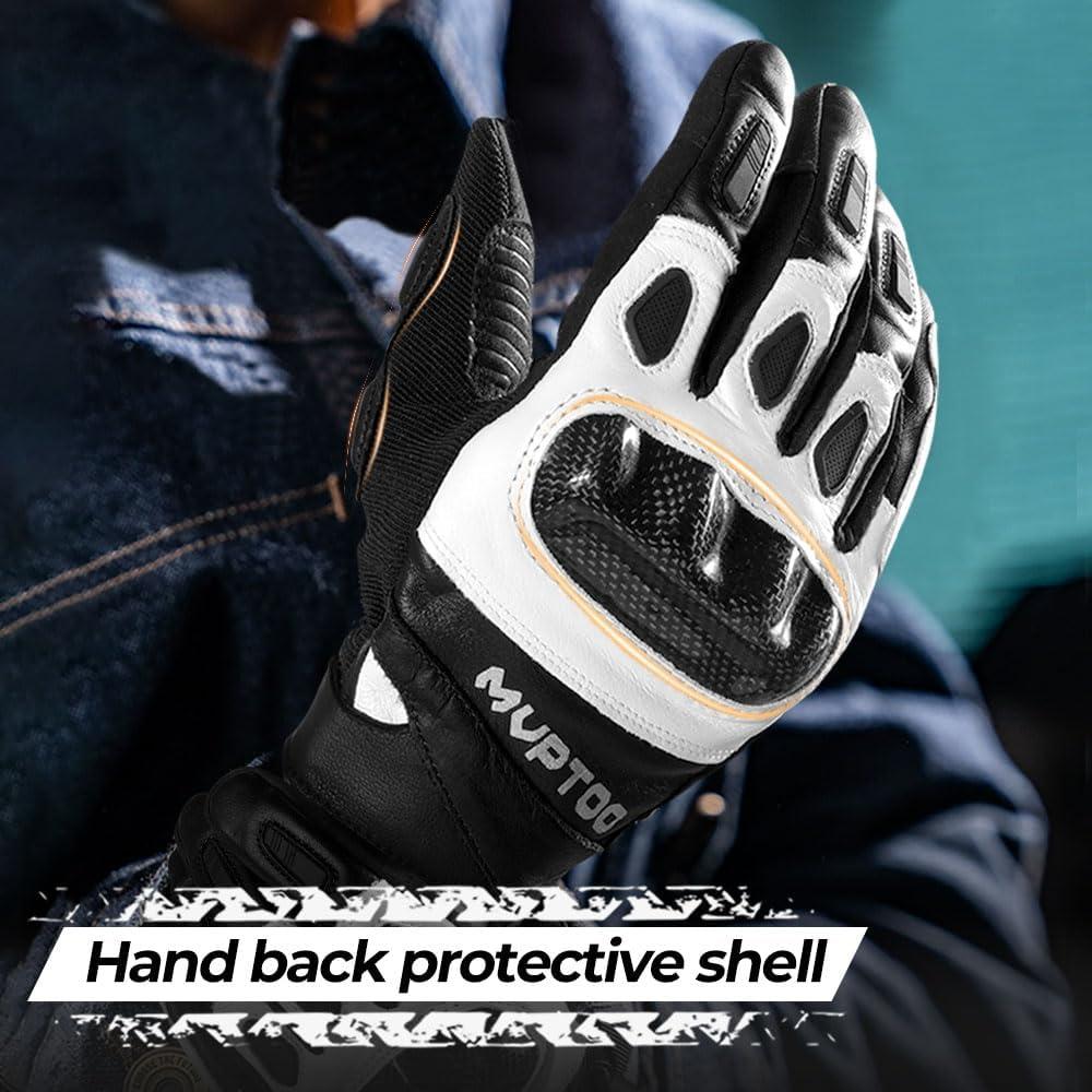 Guantes de Motocicleta WTACTFUL Medianos de Cuero Negro