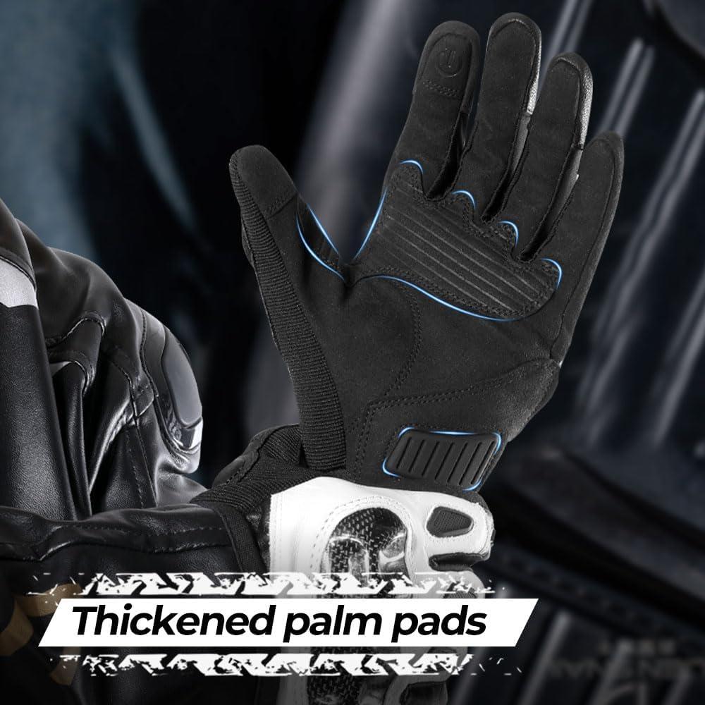 Guantes de Motocicleta WTACTFUL Medianos de Cuero Negro