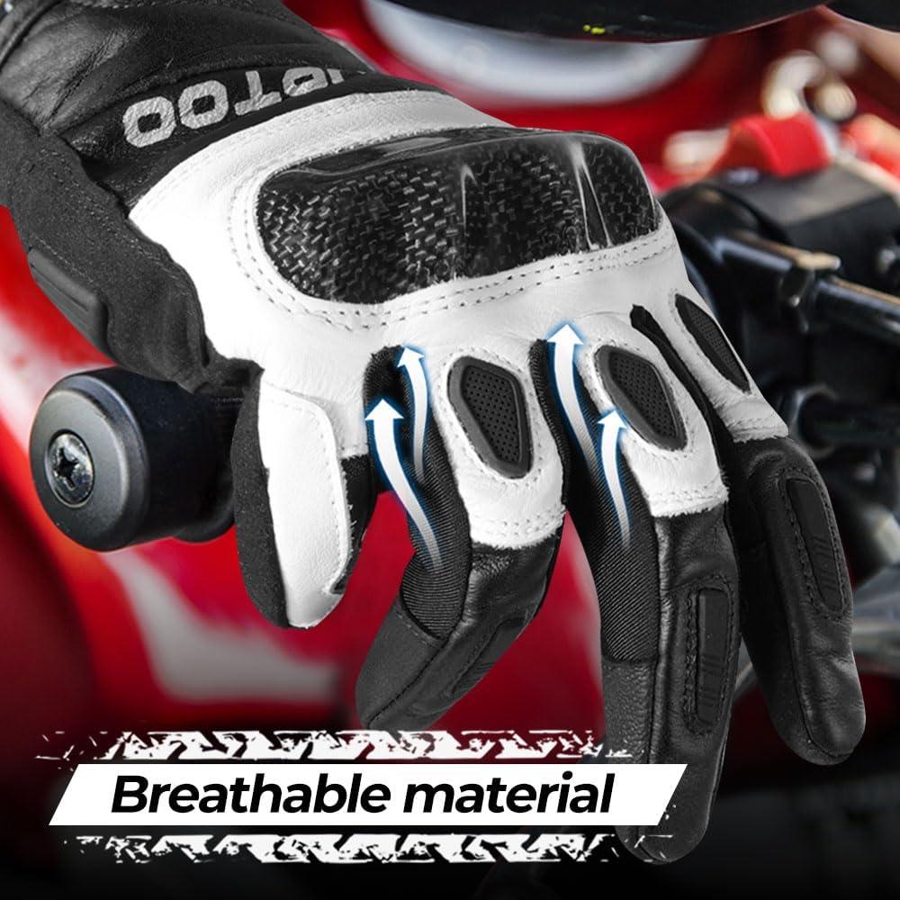 Guantes de Motocicleta WTACTFUL Medianos de Cuero Negro