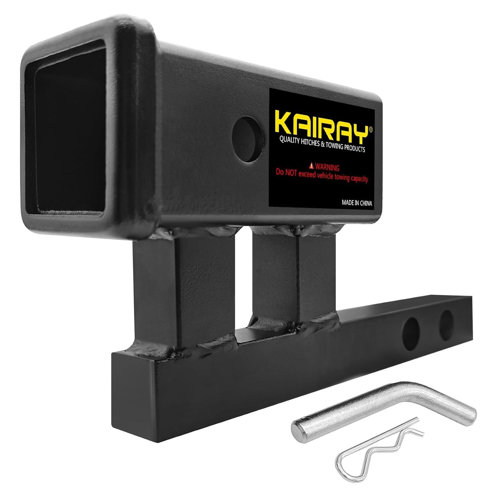 Adaptador de enganche Kairay 1-1/4" a 2" con elevación 10.16 cm
