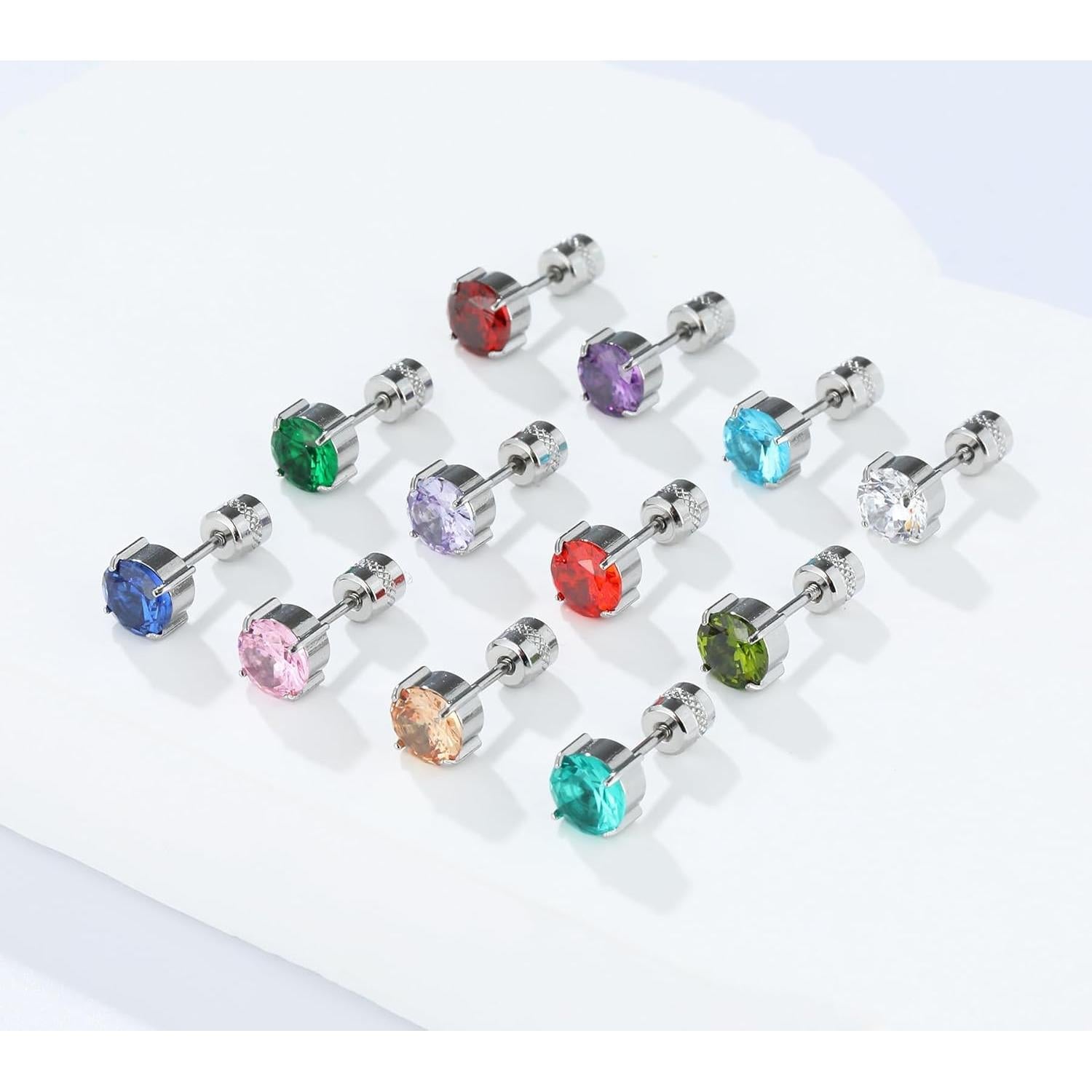 Pendientes de acero inoxidable hipoalergénicos ZQGOFPT 6mm