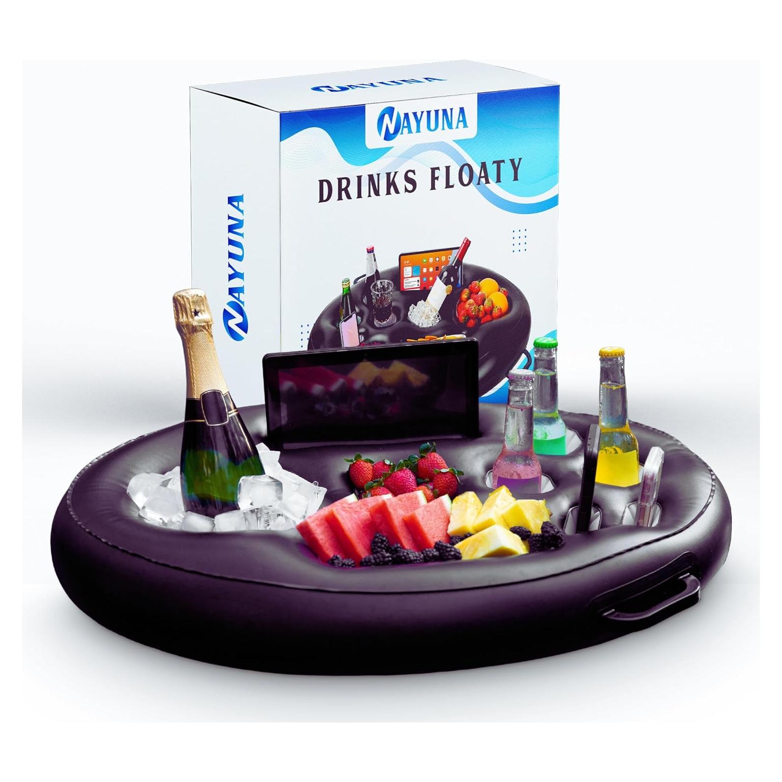 NAYUNA Soporte Flotante para Bebidas y Comida Negro 182.88x91.44cm