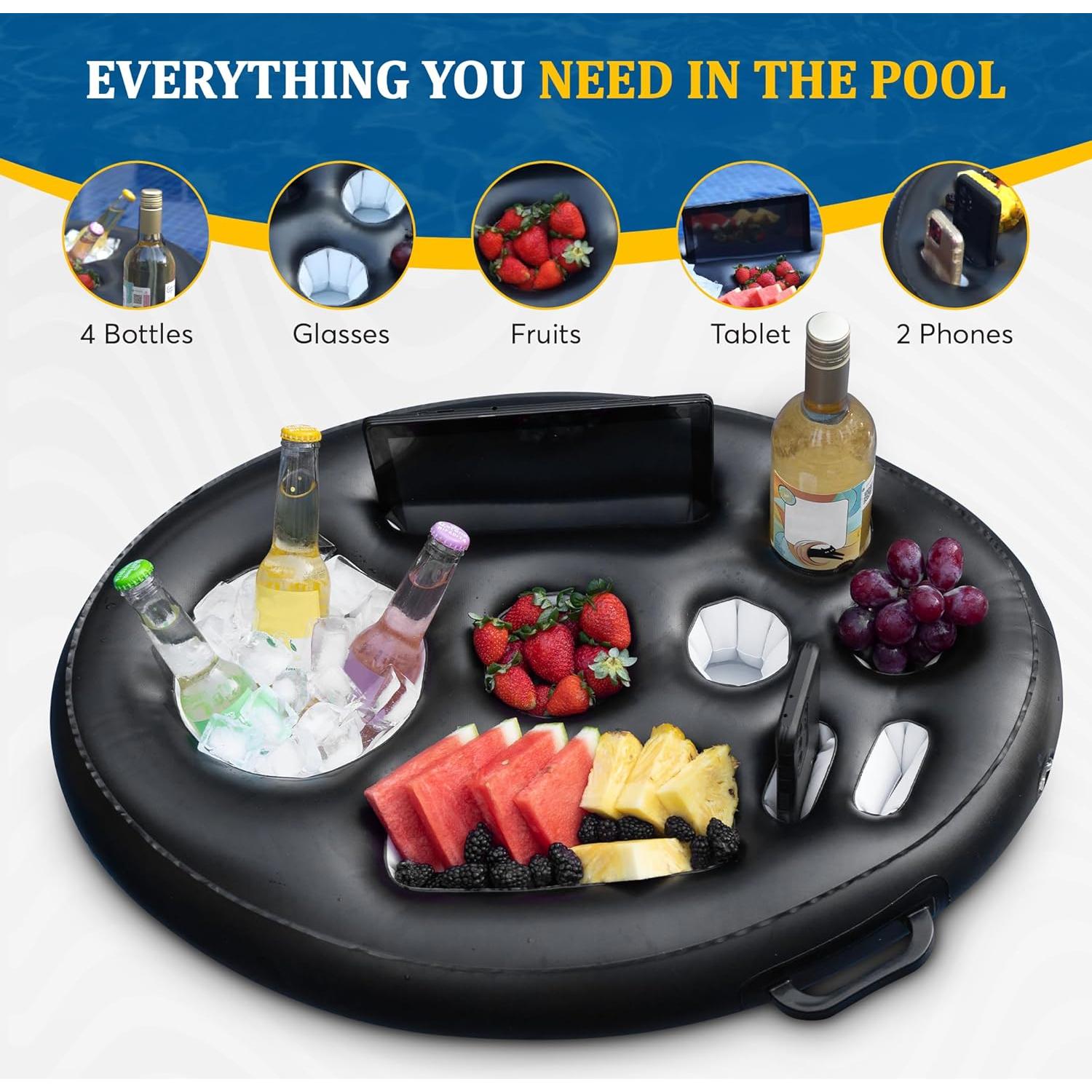 NAYUNA Soporte Flotante para Bebidas y Comida Negro 182.88x91.44cm