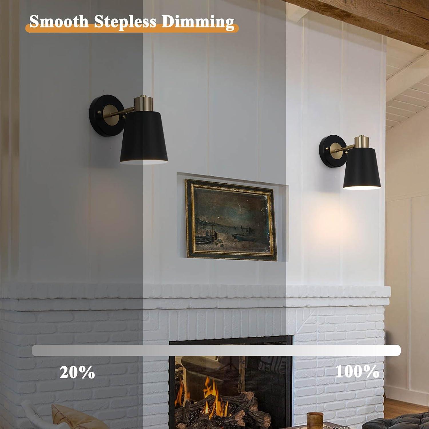 Juego de Apliques de Pared LED a Pilas Geluobo Negro y Dorado