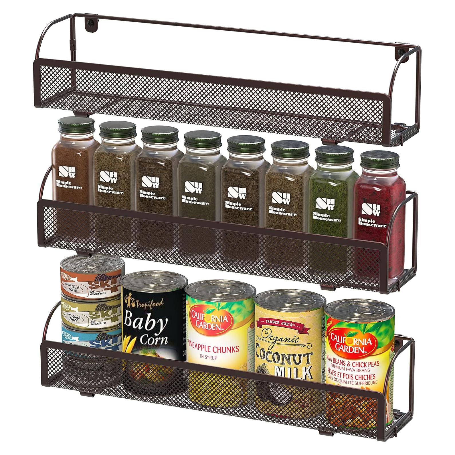 Organizador de Especias Montado en la Pared Simple Houseware, 3 Piezas