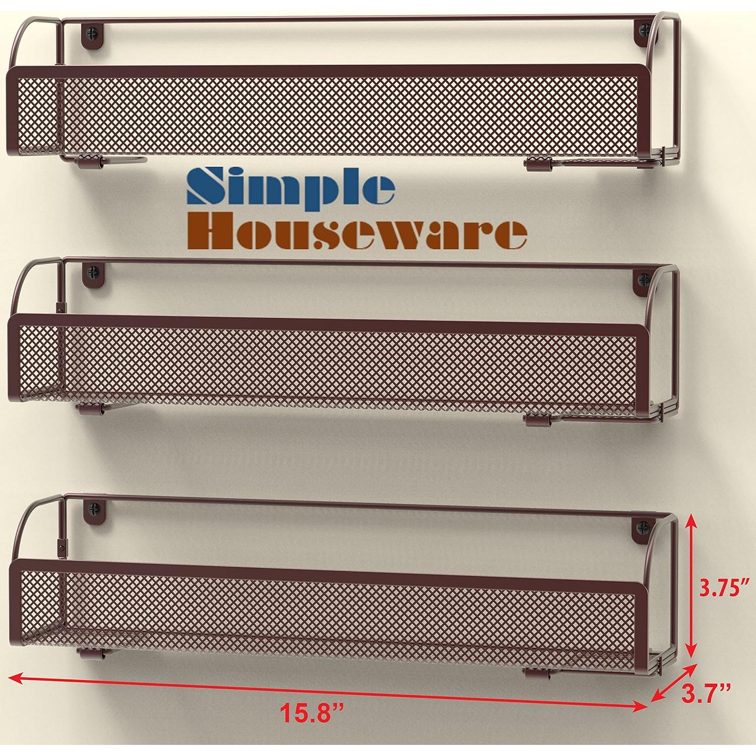 Organizador de Especias Montado en la Pared Simple Houseware, 3 Piezas