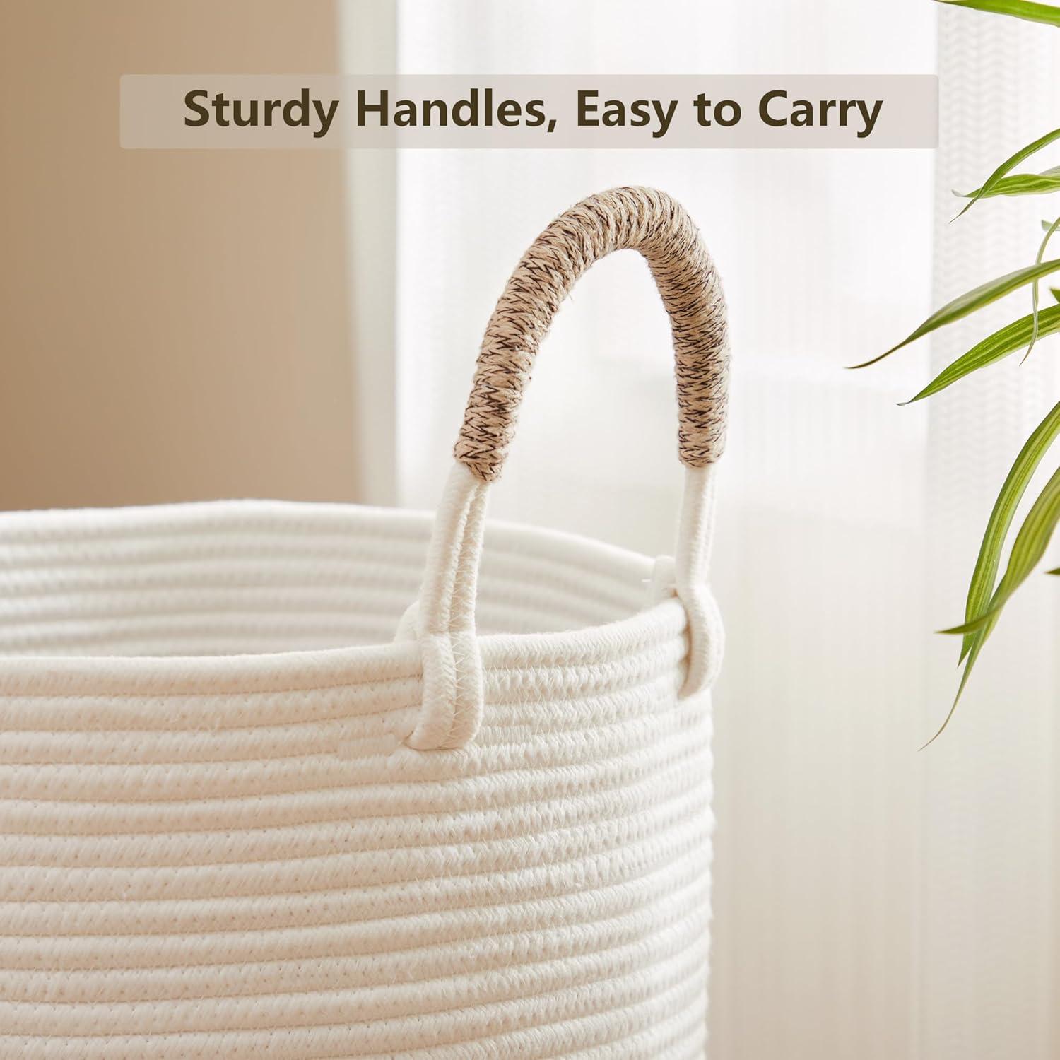 Cesta de Ropa Plegable MOJOSCEND Algodón 60L Marrón