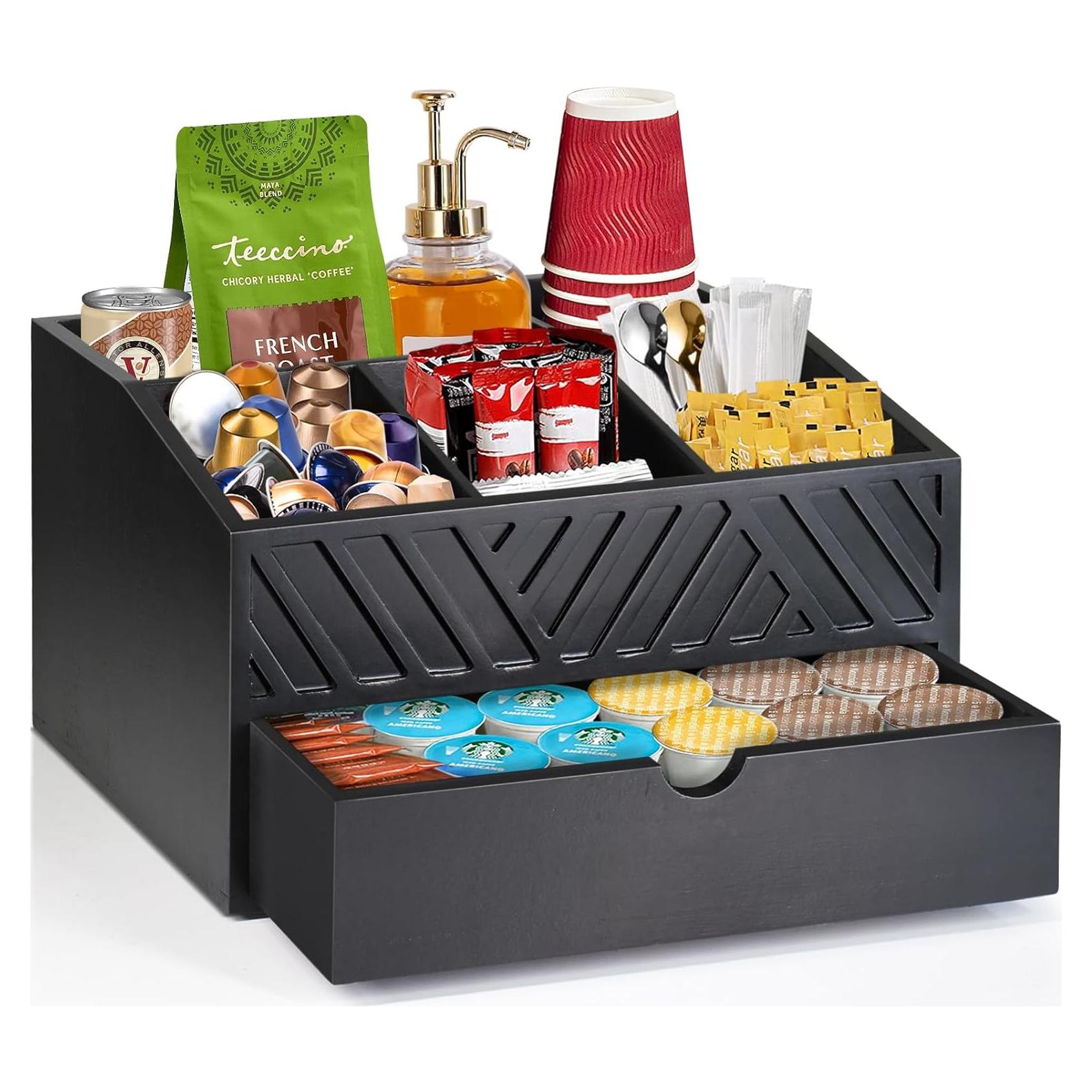 Organizador de Bar de Café Ugiftt de Madera con Cajón 31.2x21.6x17.3cm