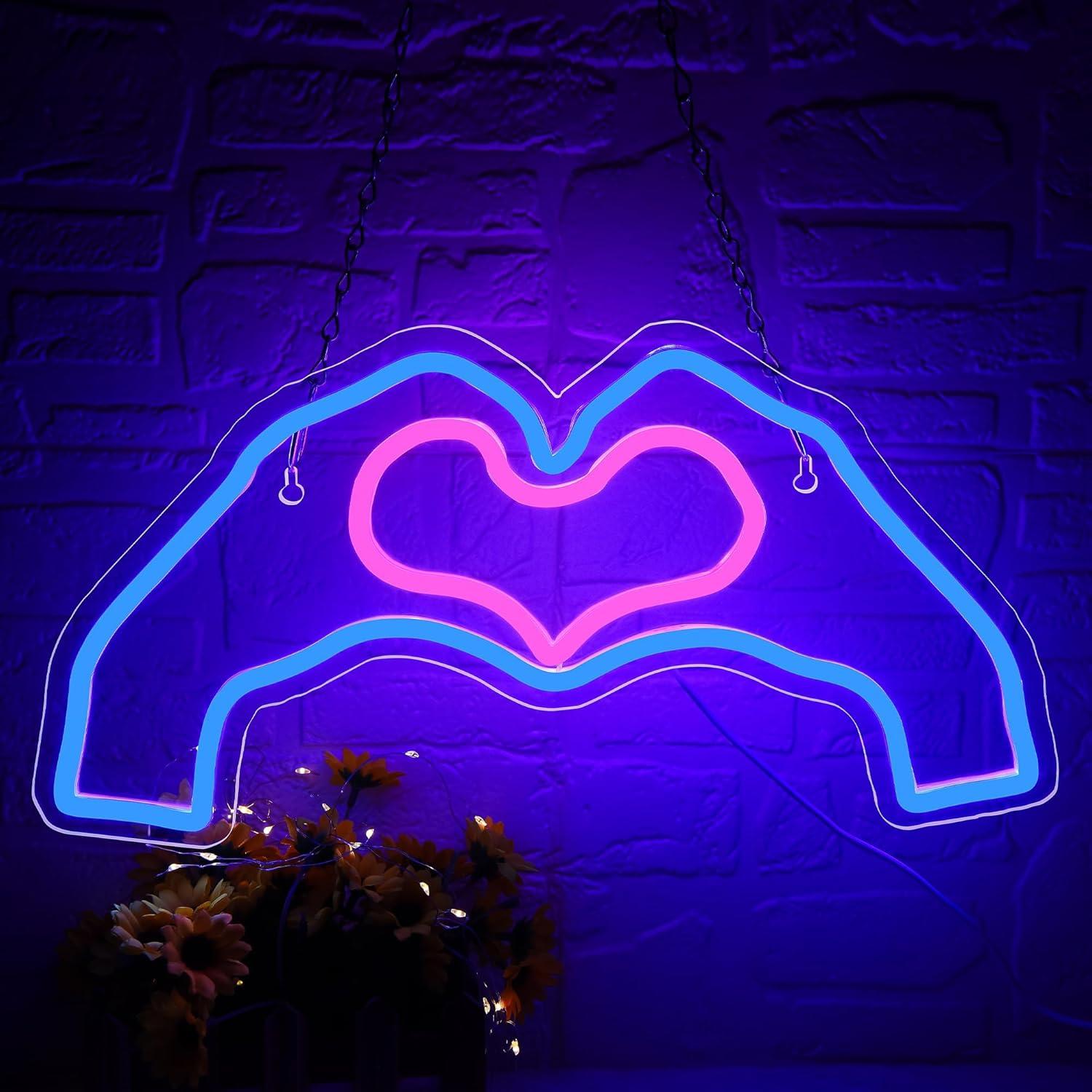 Luz de Neón Azul Corazón Attneon 40.9x20.1 cm Decorativa