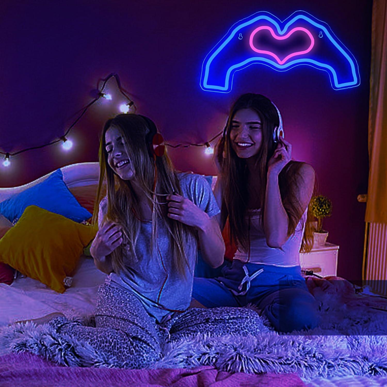 Luz de Neón Azul Corazón Attneon 40.9x20.1 cm Decorativa