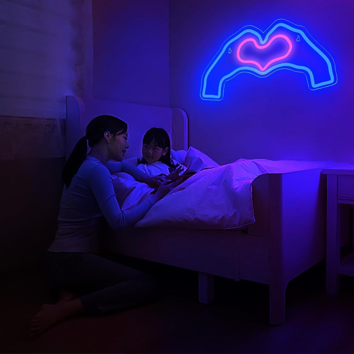 Luz de Neón Azul Corazón Attneon 40.9x20.1 cm Decorativa