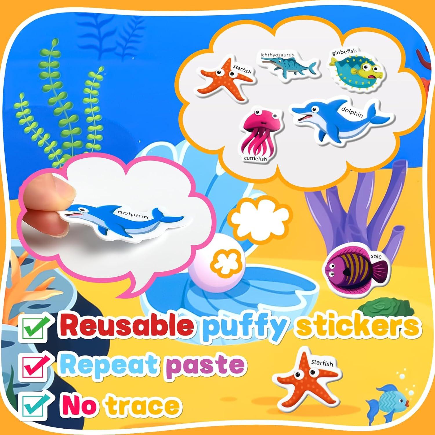 Libro de Stickers Reutilizables 3D Puffy ASTARON para Niños