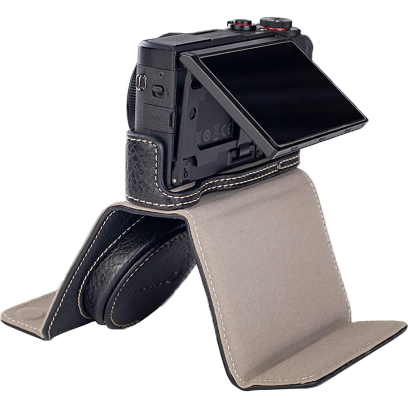 Funda de cámara Kinokoo para Canon G7X II y III - Cuero PU Negro