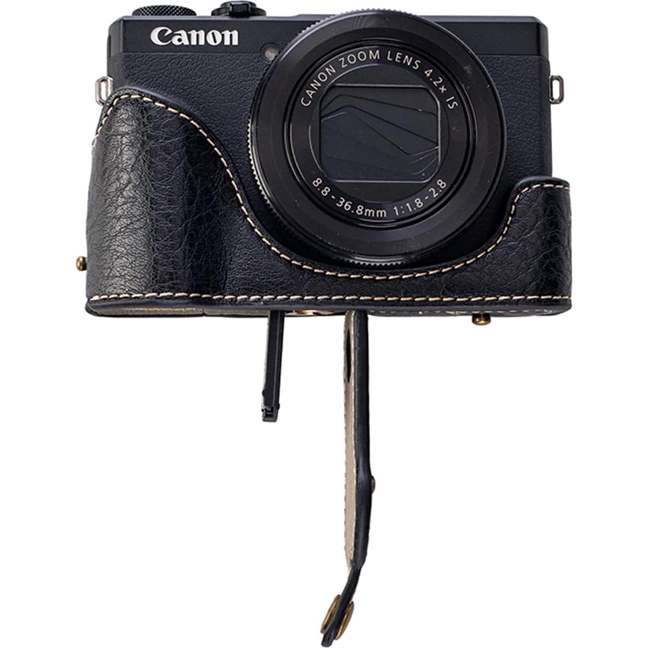 Funda de cámara Kinokoo para Canon G7X II y III - Cuero PU Negro
