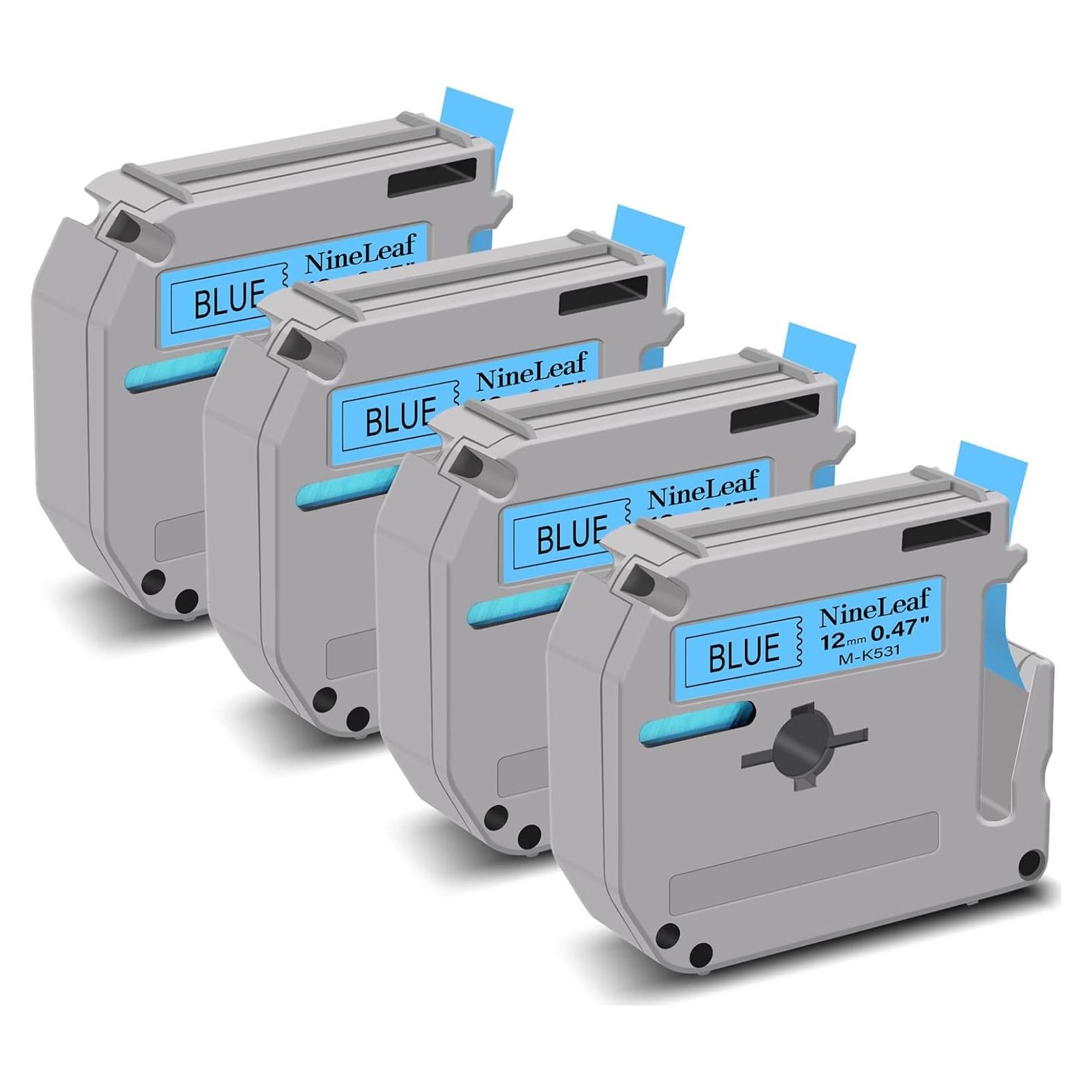 Cinta Etiqueta NineLeaf 4 Pack 12mm Negro sobre Azul MK531