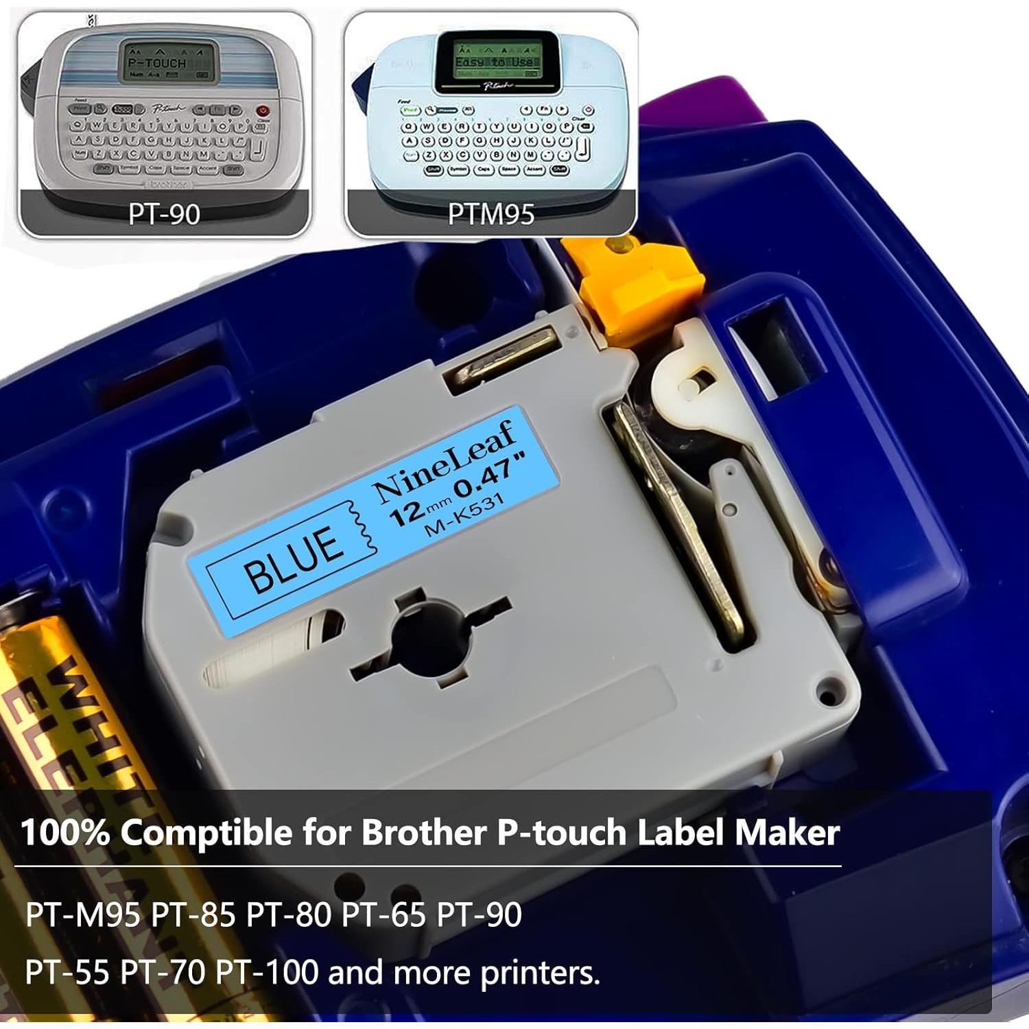 Cinta Etiqueta NineLeaf 4 Pack 12mm Negro sobre Azul MK531