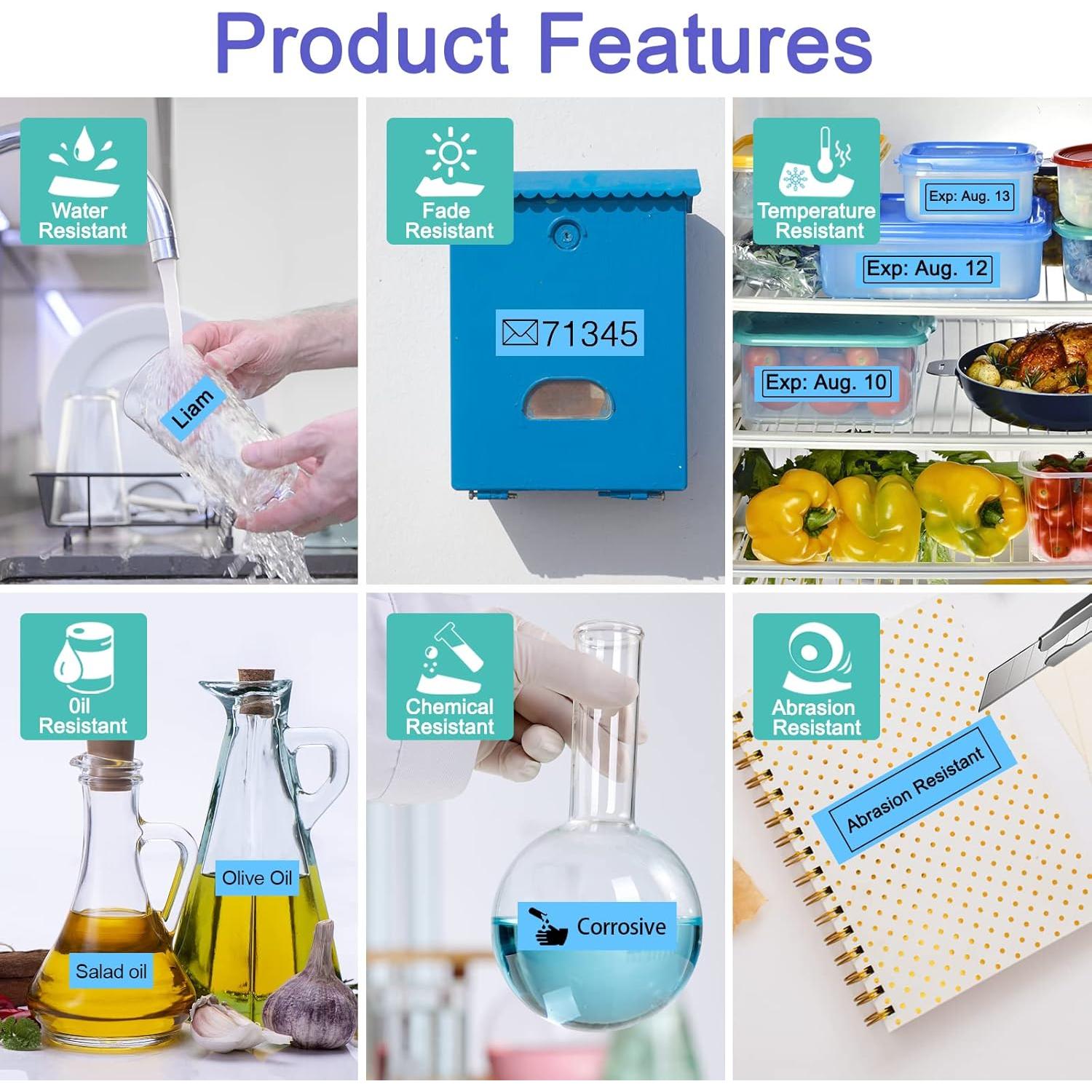 Cinta Etiqueta NineLeaf 4 Pack 12mm Negro sobre Azul MK531