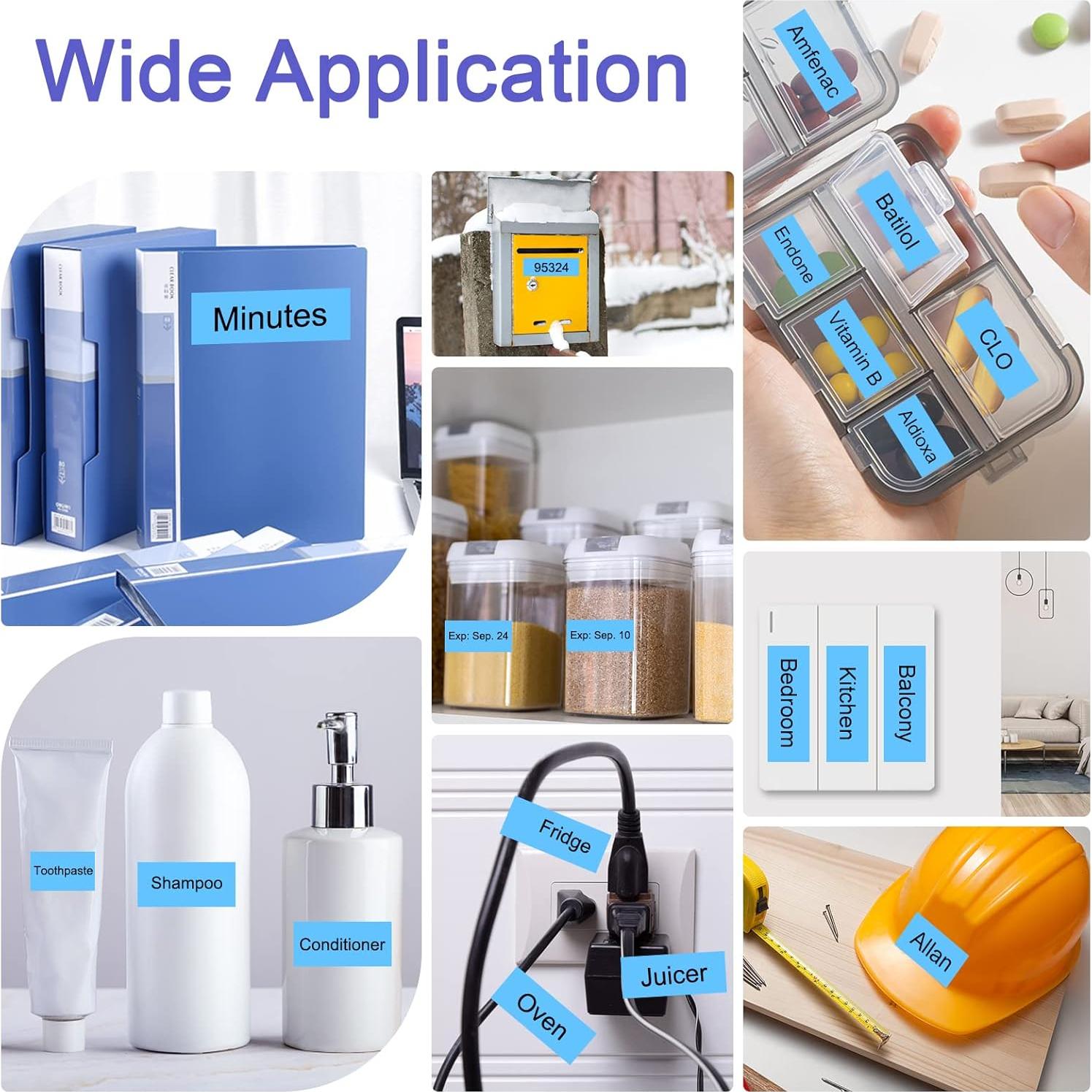 Cinta Etiqueta NineLeaf 4 Pack 12mm Negro sobre Azul MK531