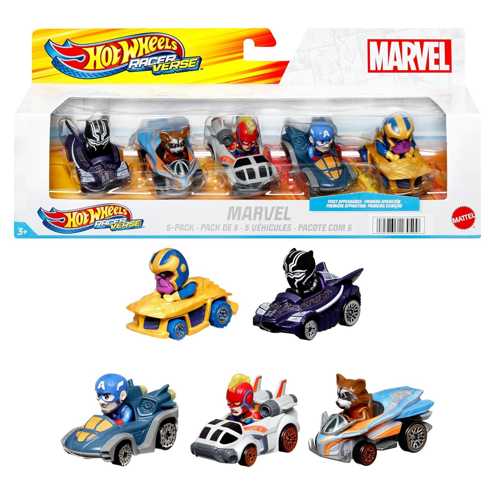 Hot Wheels Marvel RacerVerse Paquete de 5 Autos 1:64