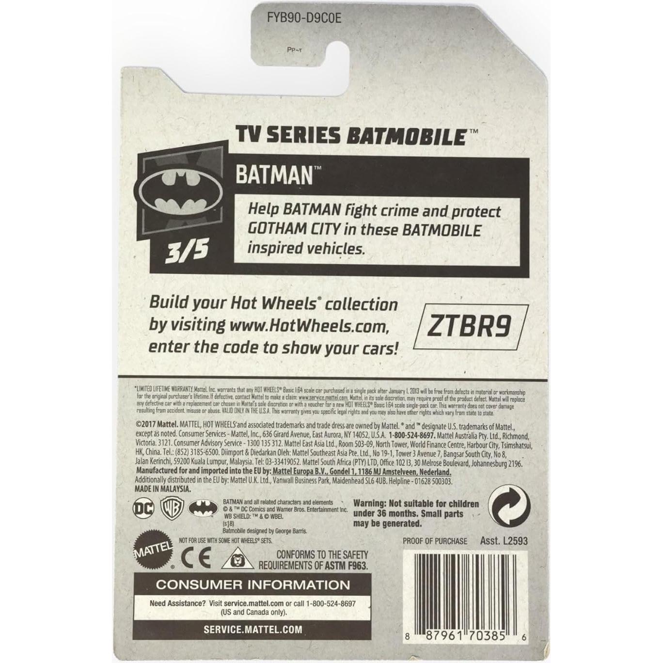 Hot Wheels Batimóvil Mattel 1:64 Escala 8.26 cm