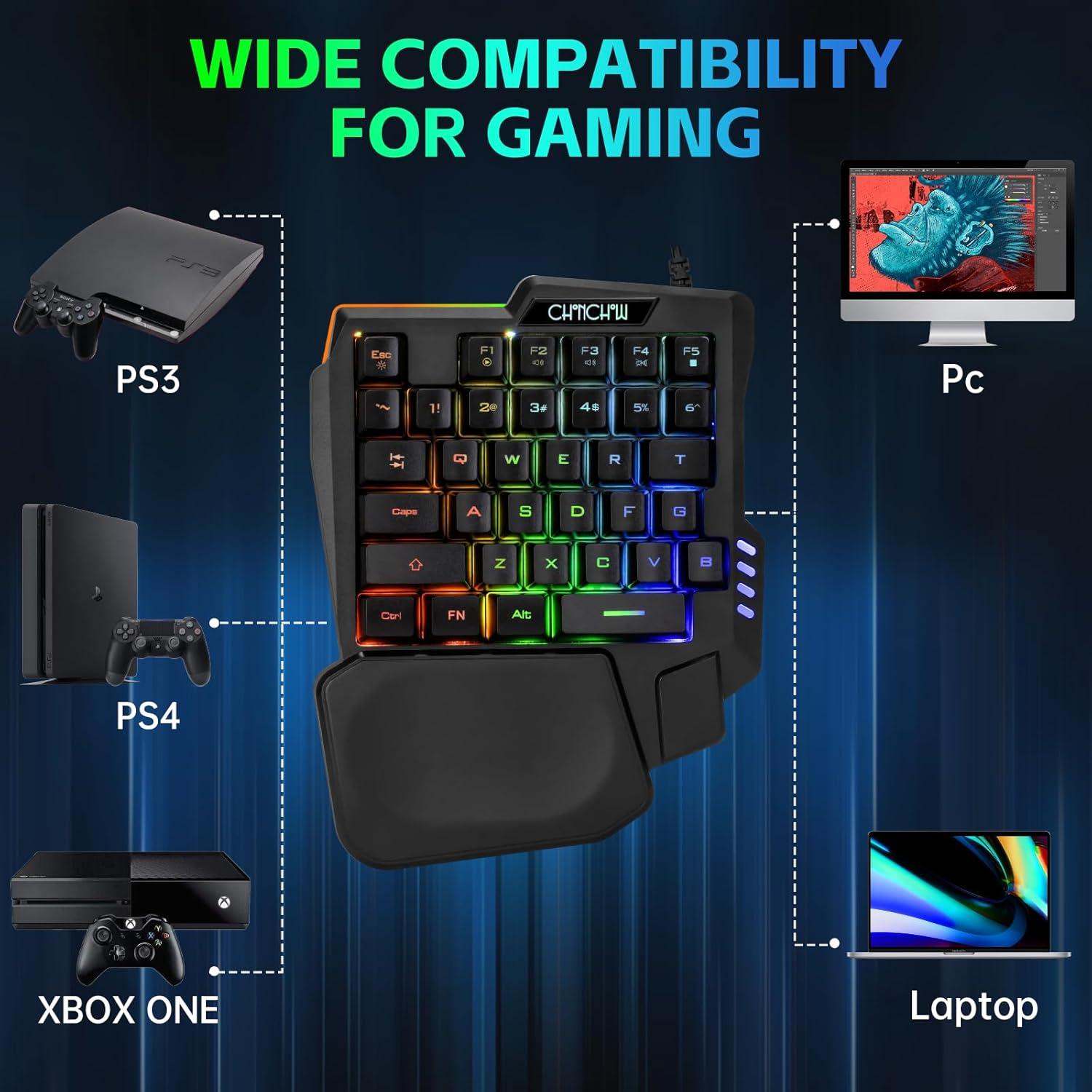 Teclado y Ratón Gaming RGB CHONCHOW Mini 7200 DPI