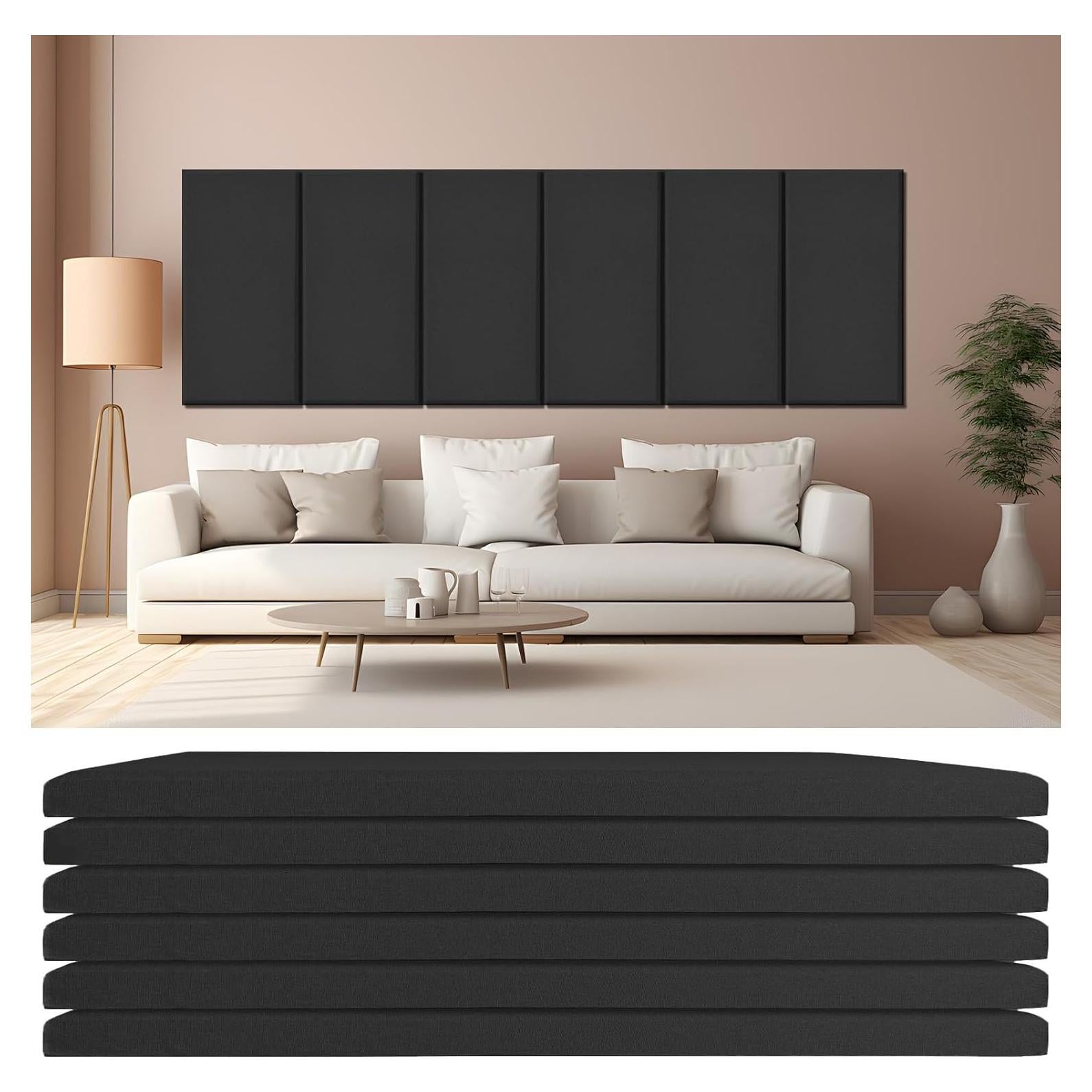 Paneles Acústicos 6 PCS 60x30 cm Aislamiento Sonoro Negro