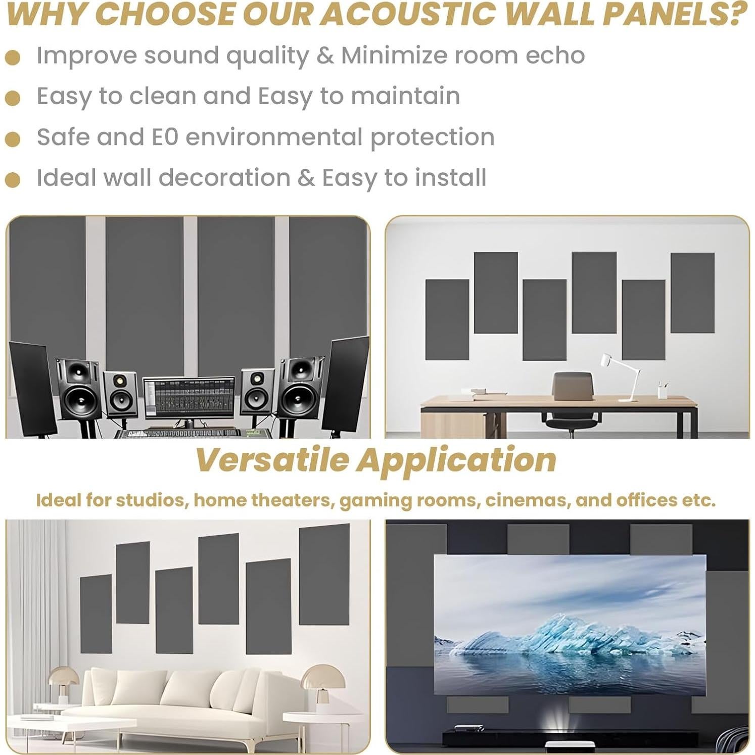 Paneles Acústicos 6 PCS 60x30 cm Aislamiento Sonoro Negro