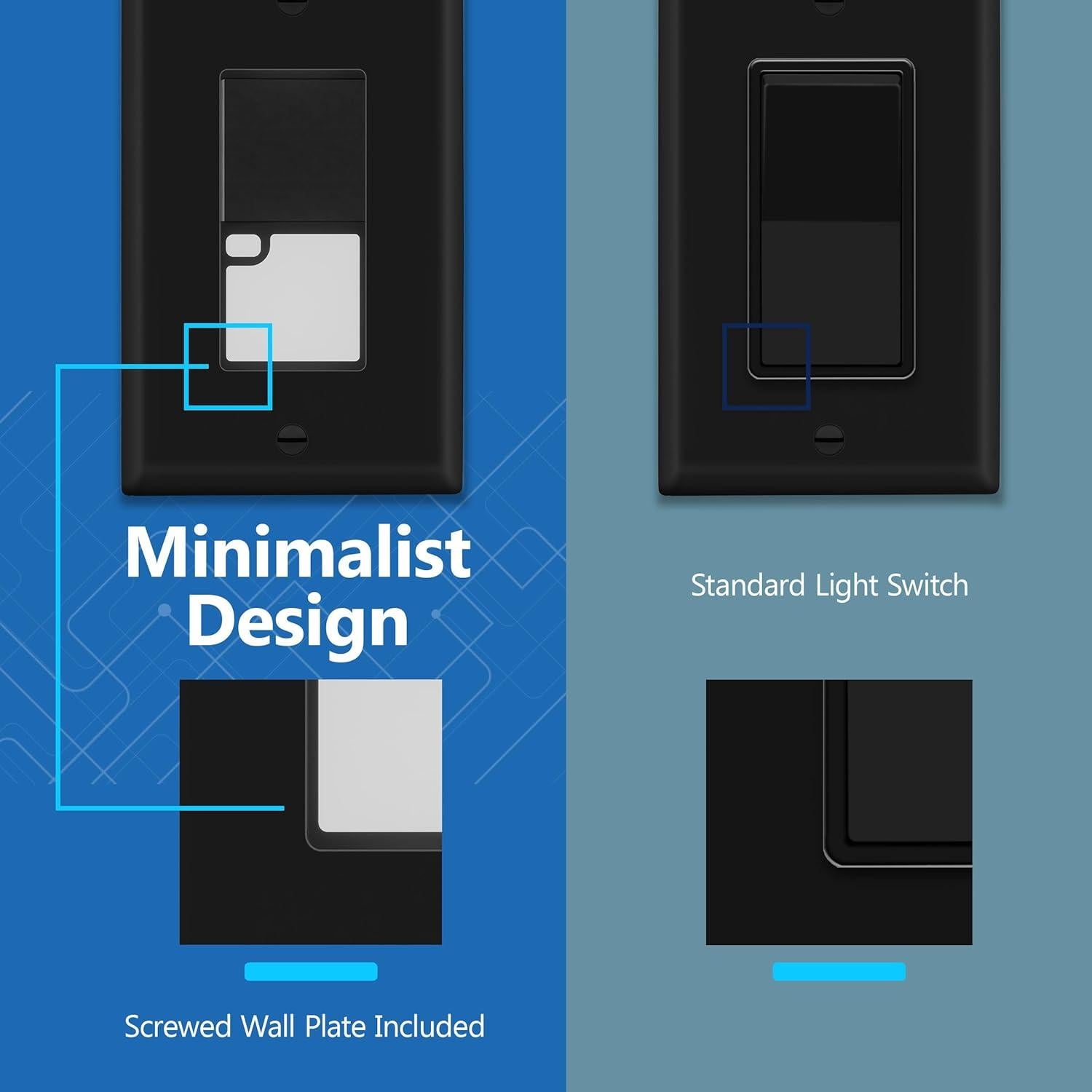 Interruptor de Luz LED LIDER con Sensor Automático Negro 2-Pack