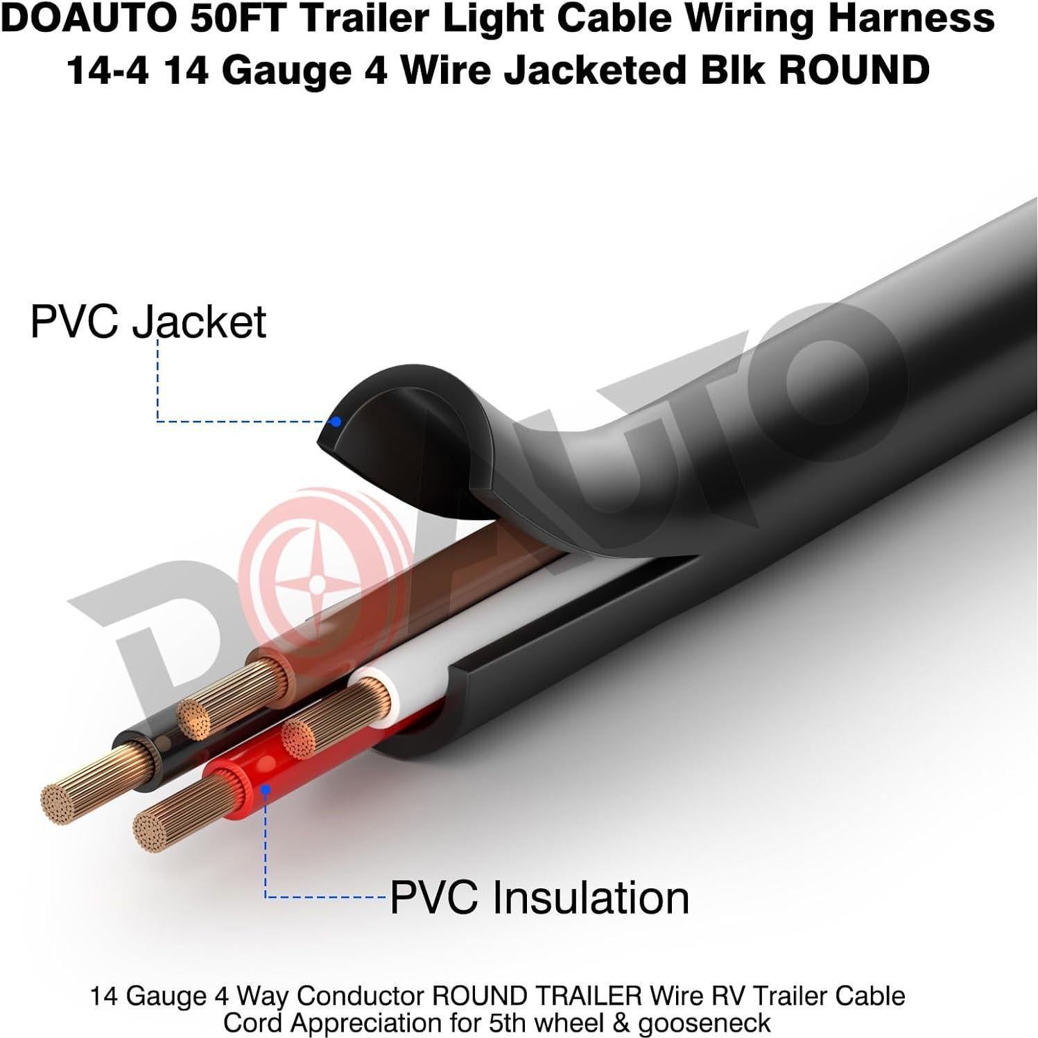 Cable de Luz para Remolque DOAUTO 14AWG 15.24m 4 Vías PVC