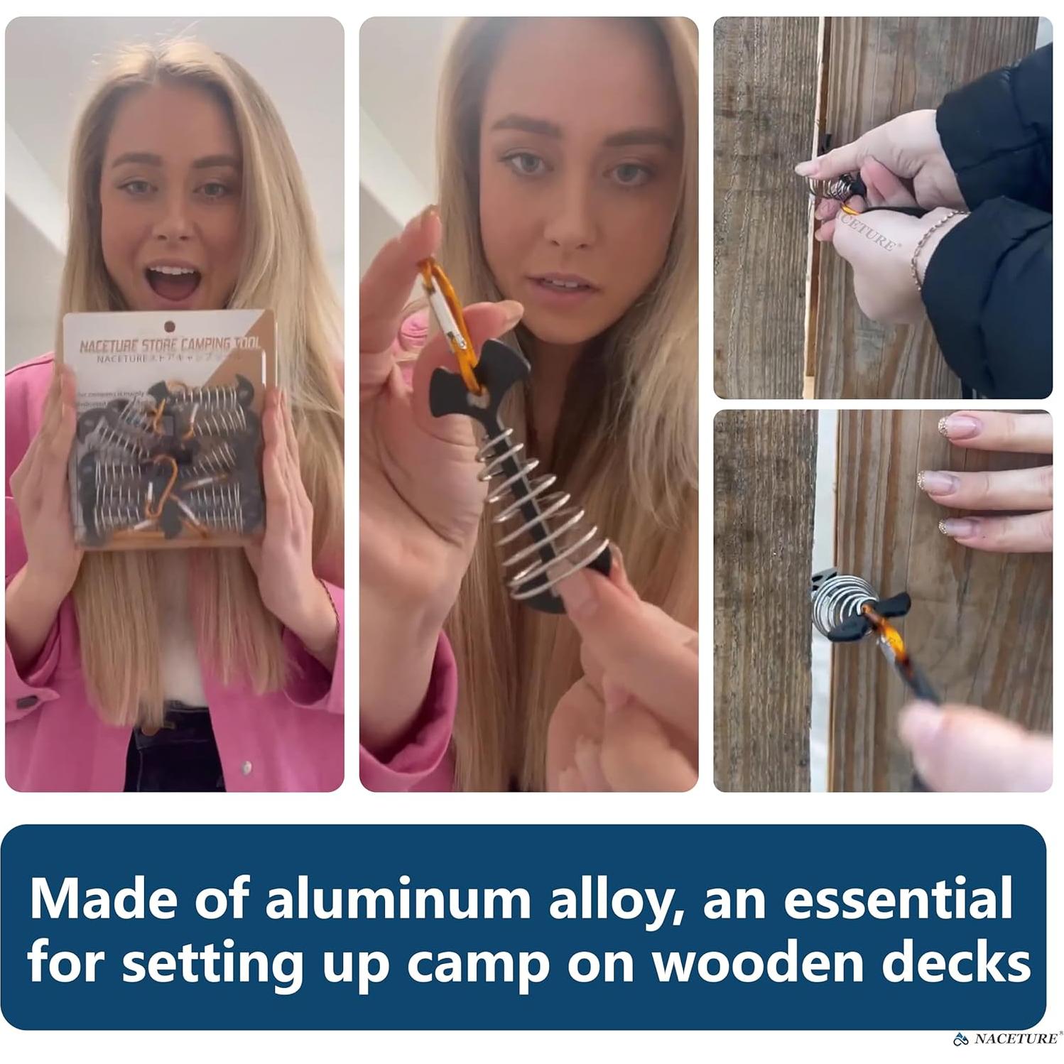 Anclajes de Cubierta NACETURE - 10 Clips de Estacas para Tienda