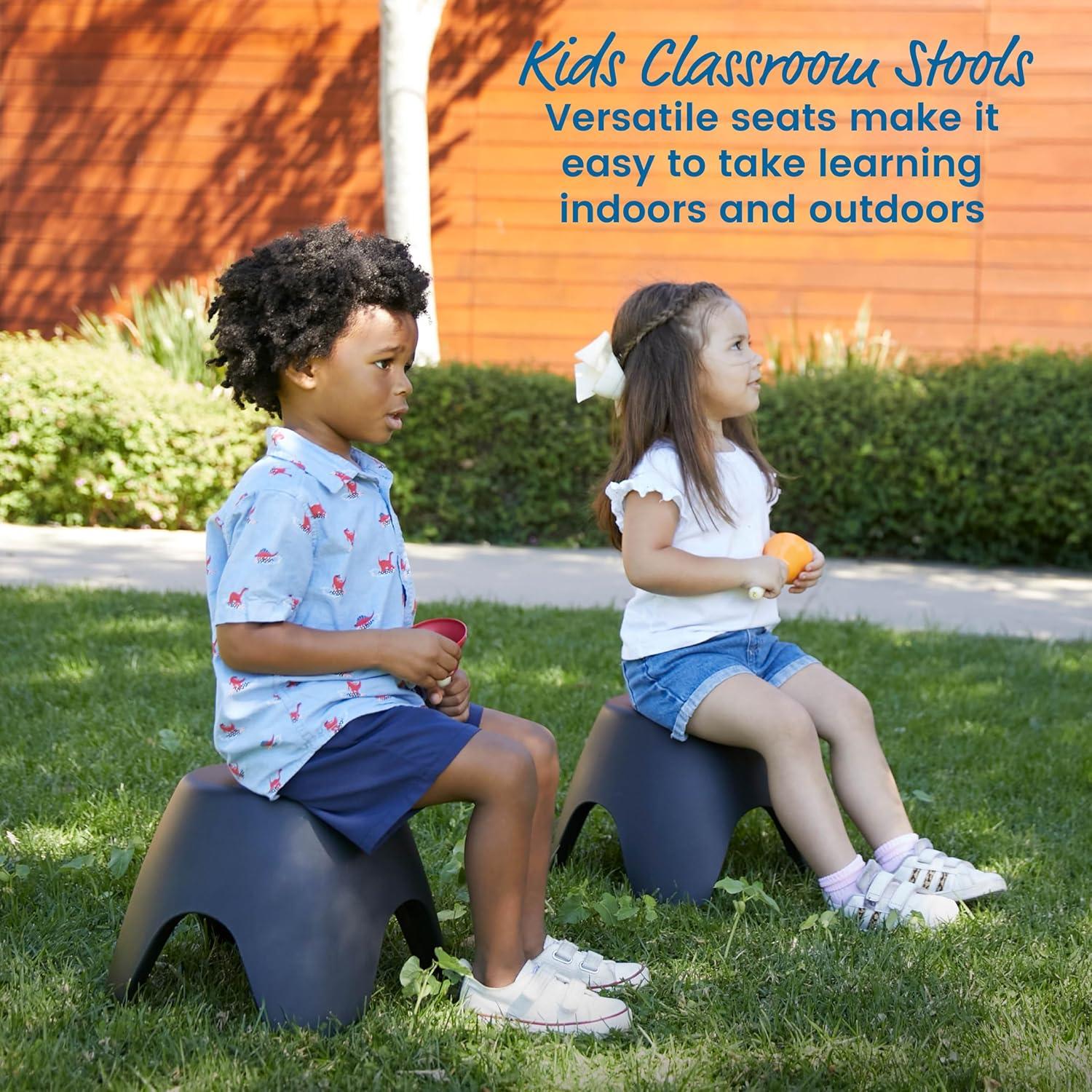 Conjunto de 4 Taburetes Ayana ECR4Kids, Asientos Flexibles, Negro