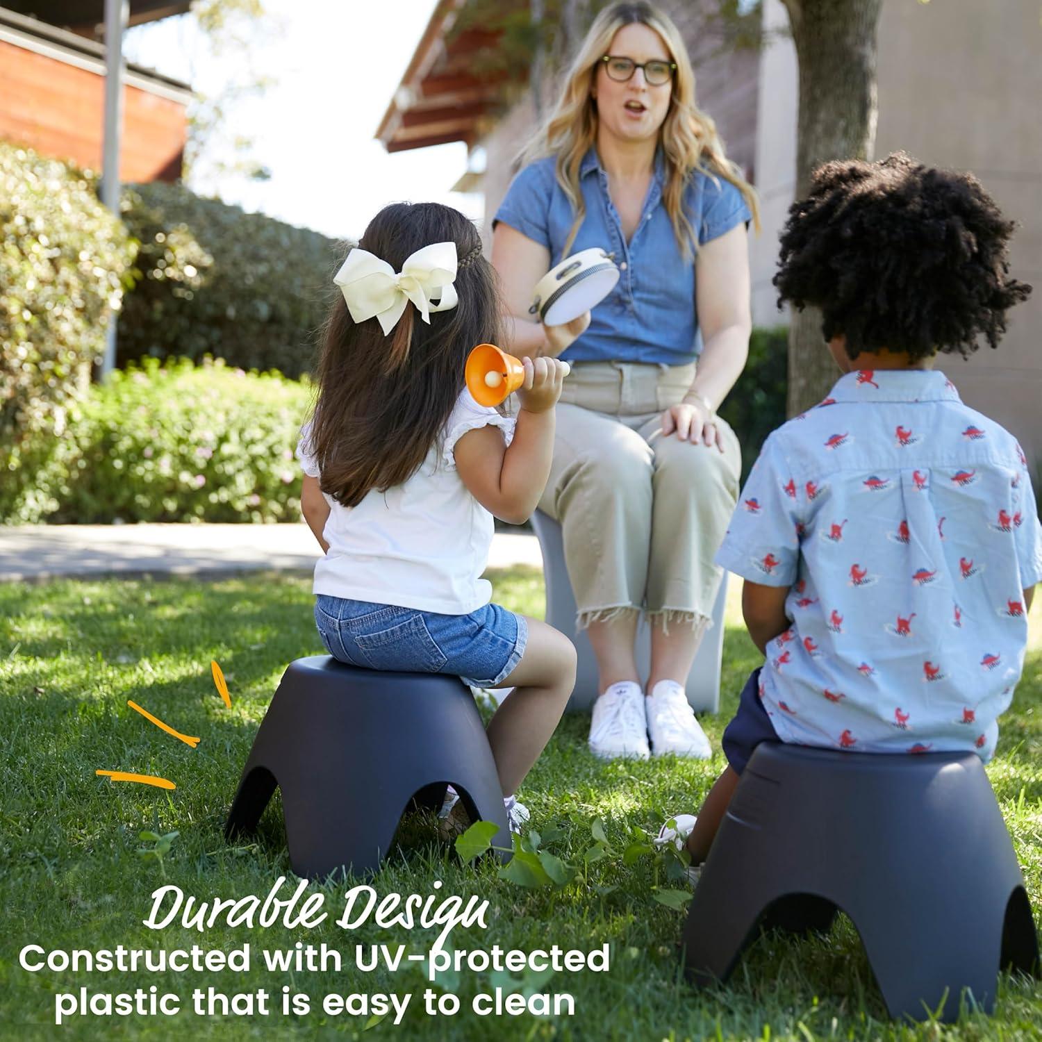 Conjunto de 4 Taburetes Ayana ECR4Kids, Asientos Flexibles, Negro