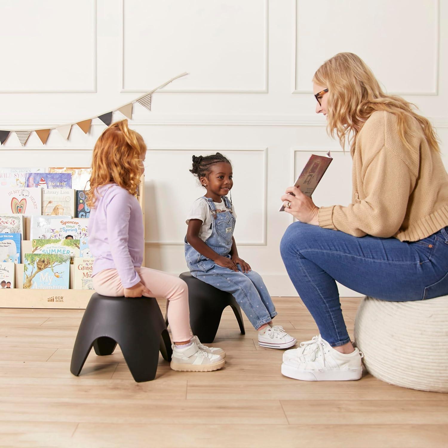 Conjunto de 4 Taburetes Ayana ECR4Kids, Asientos Flexibles, Negro