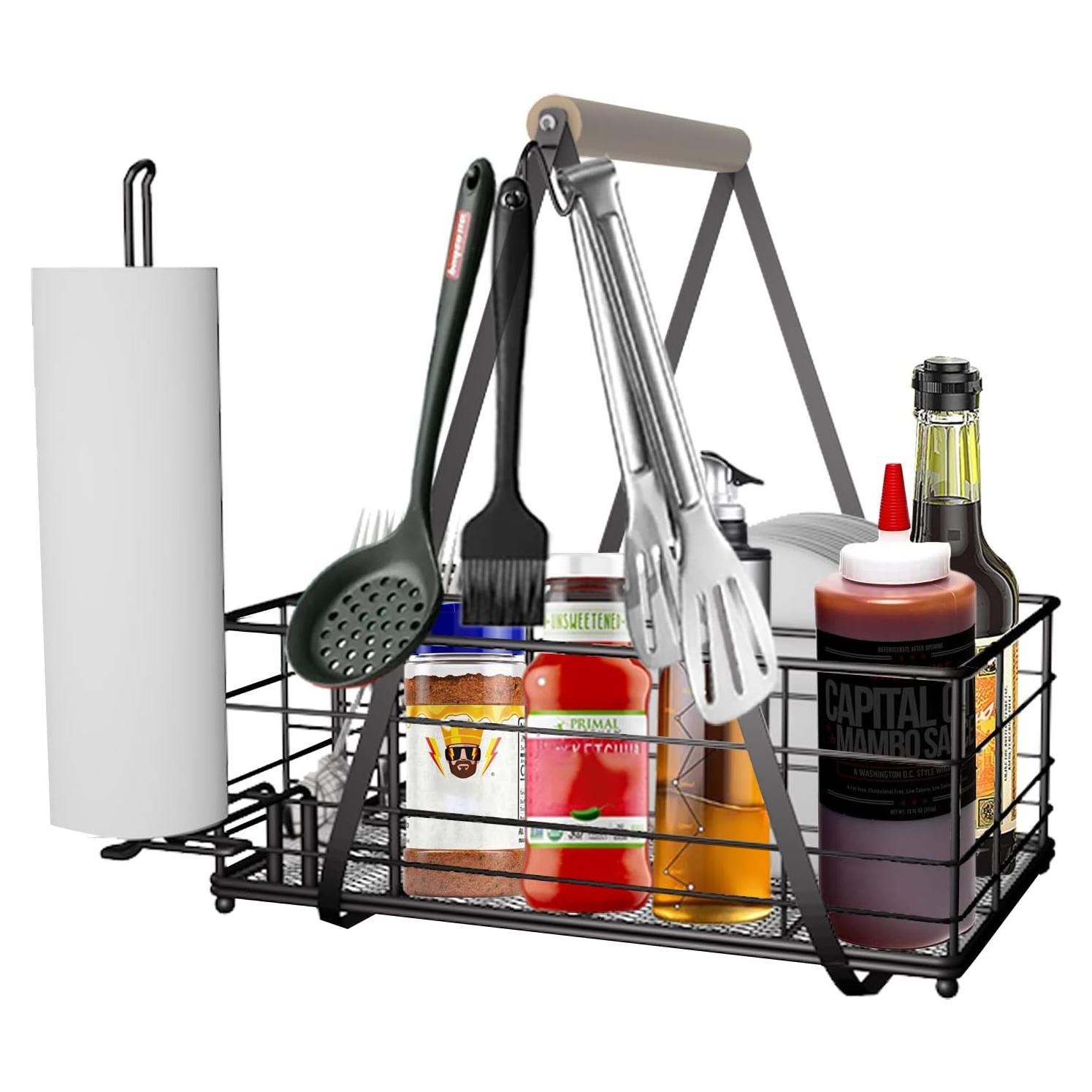 Caddy de Utensilios BBQ LELOCLE 10 Compartimentos Negro