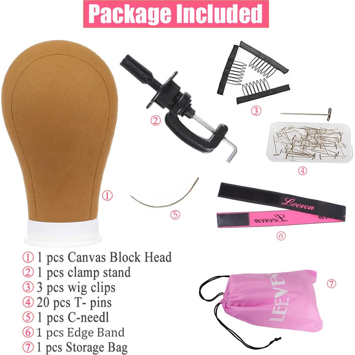 Cabeza de Peluca Leeven 21-24" Marrón con Soporte y T-Pins